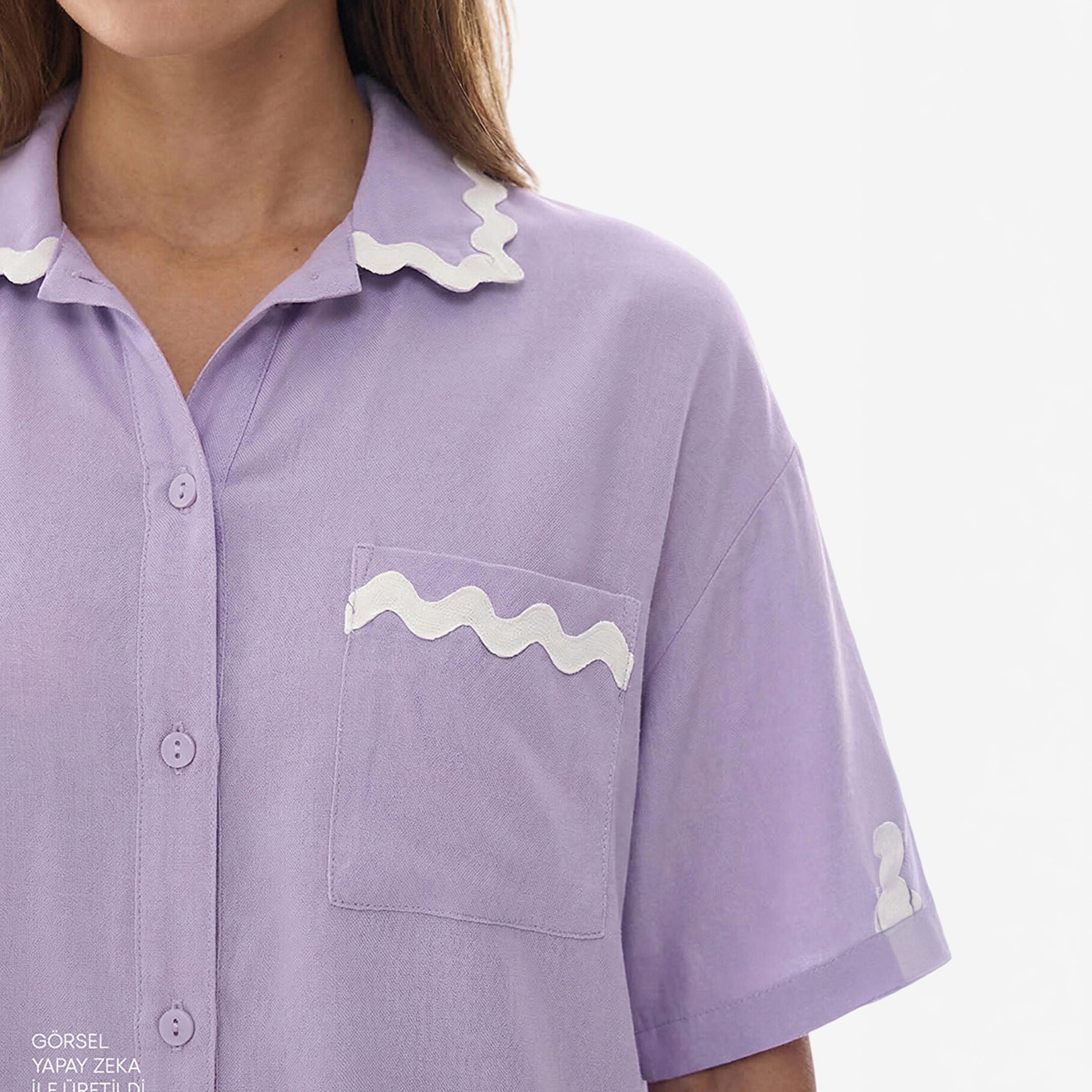طقم نوم حريمي قميص بياقة مفردة (سبريد) وشورت من بينتي-women-clothing-nightwear-pyjamas-shortsets-image-4