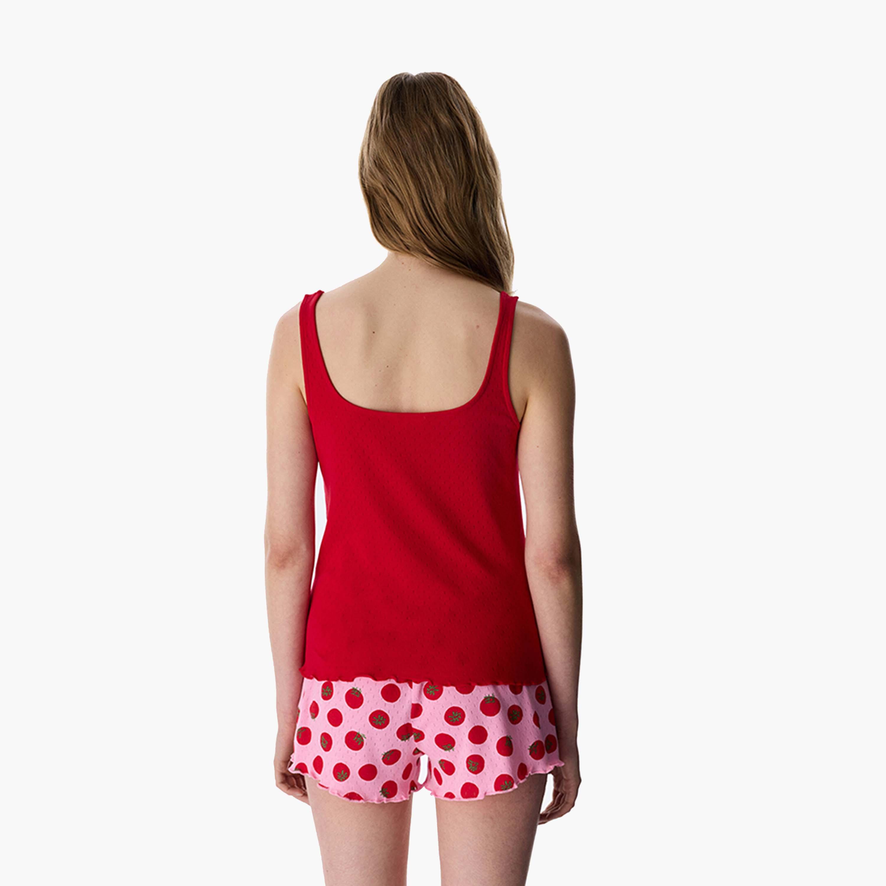 طقم بيجامة بلوزة بدون أكمام (تانك) وشورت مطبوع للنساء من بينتي-women-clothing-nightwear-pyjamas-shortsets-image-2