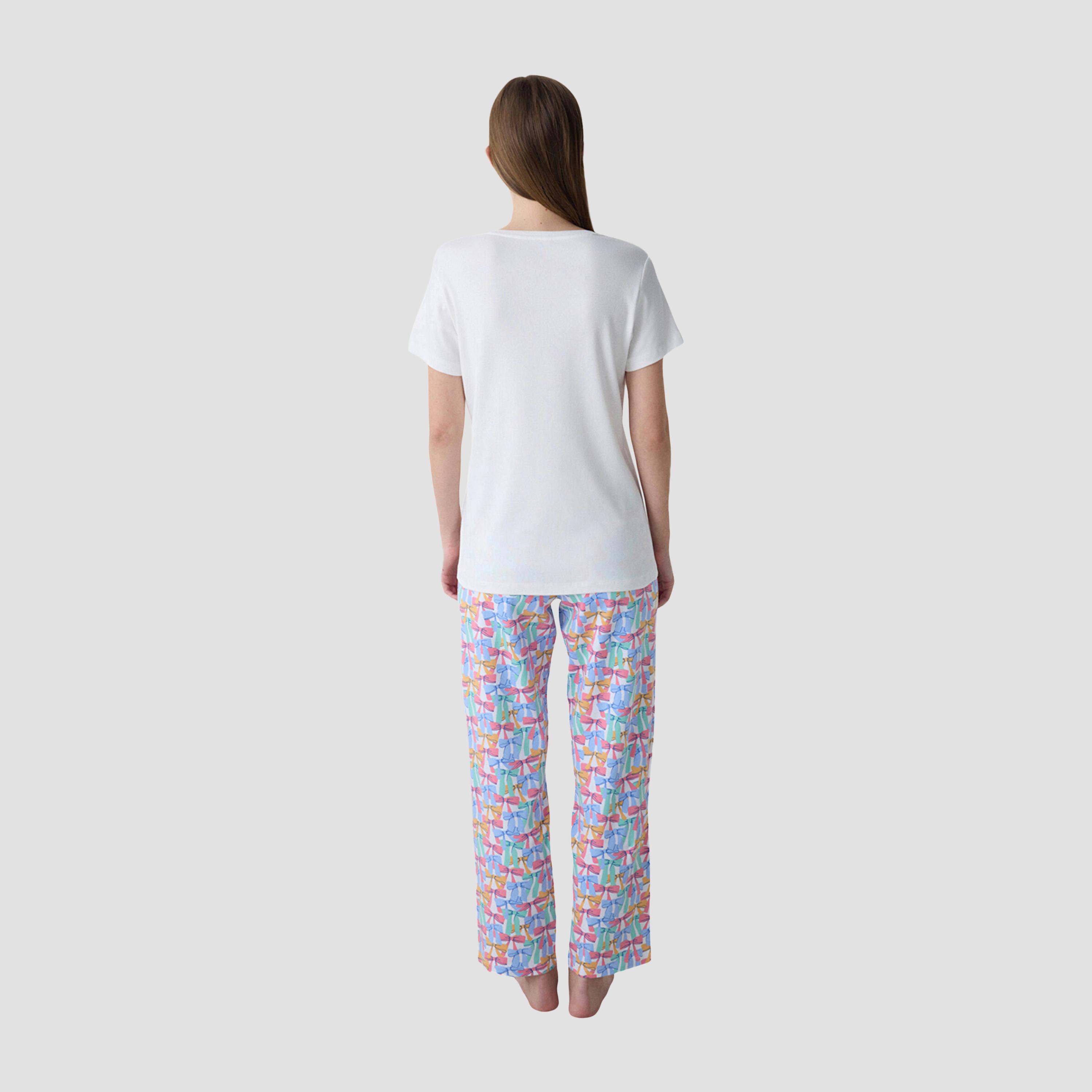 طقم تي شيرت وبيجامة نسائي بطبعة فيونكة من بينتي-women-clothing-nightwear-pyjamas-longsets-image-4