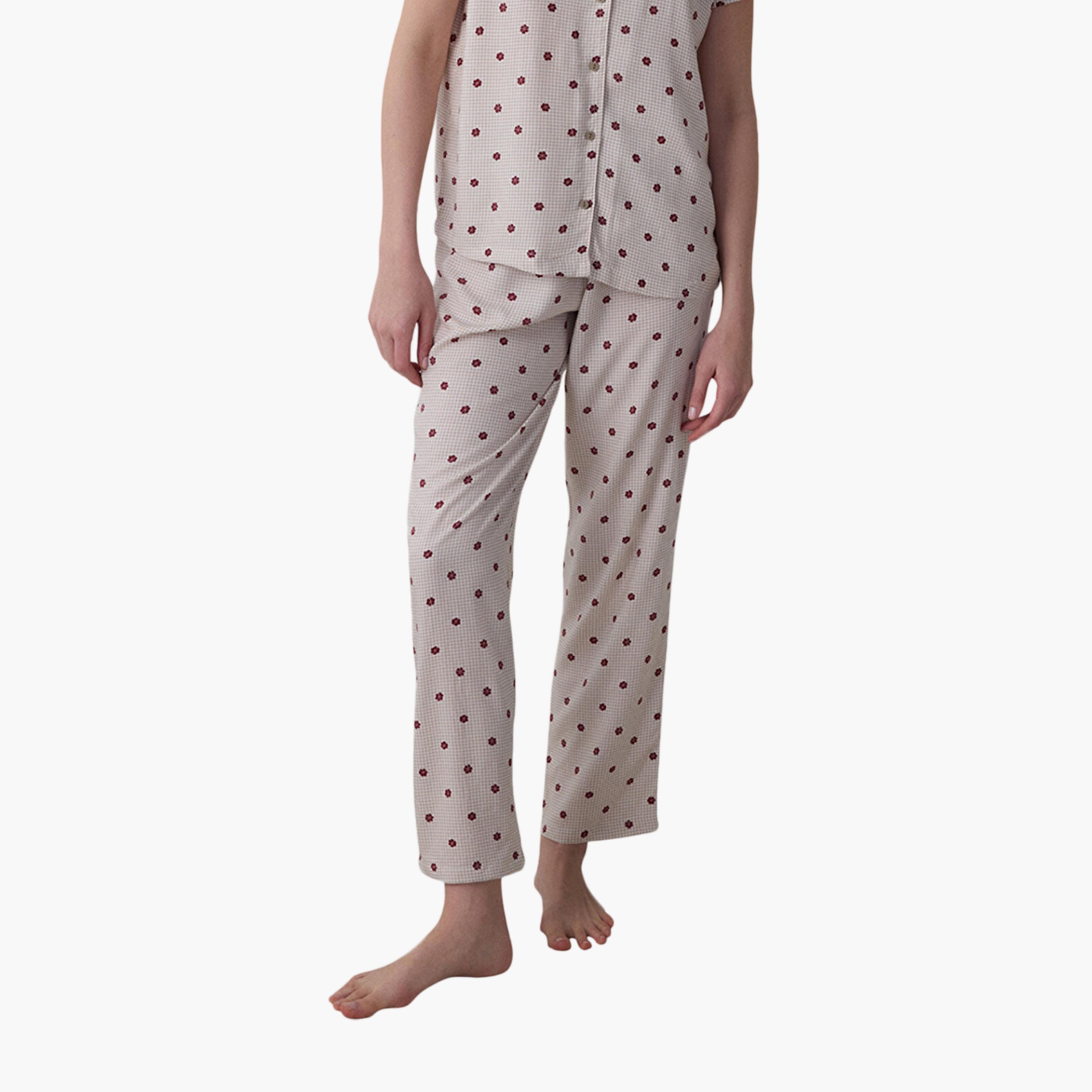Penti Checked & Floral Print Women's Shirt and Pyjama Set-women-clothing-nightwear-pyjamas-longsets-image-3