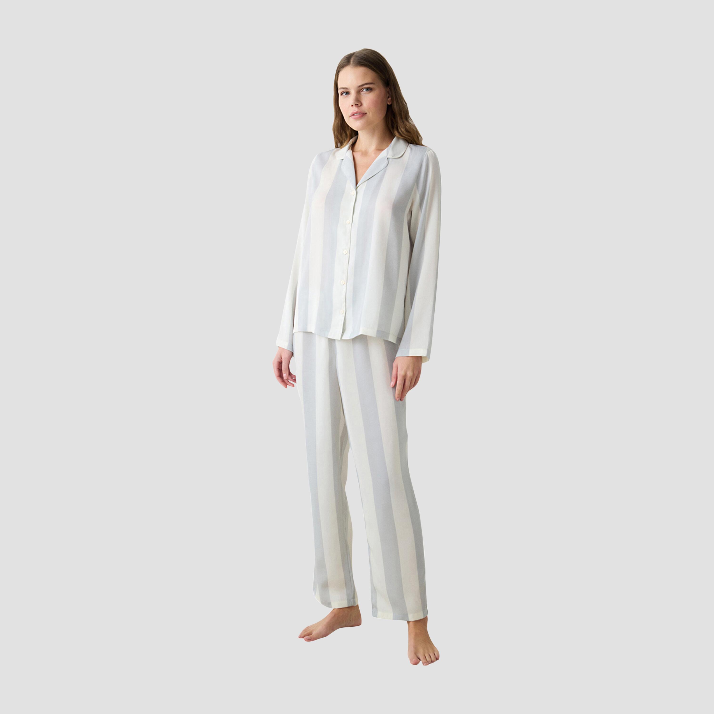 Penti Striped Women's Shirt and Pyjama Set-women-clothing-nightwear-pyjamas-longsets-image-1