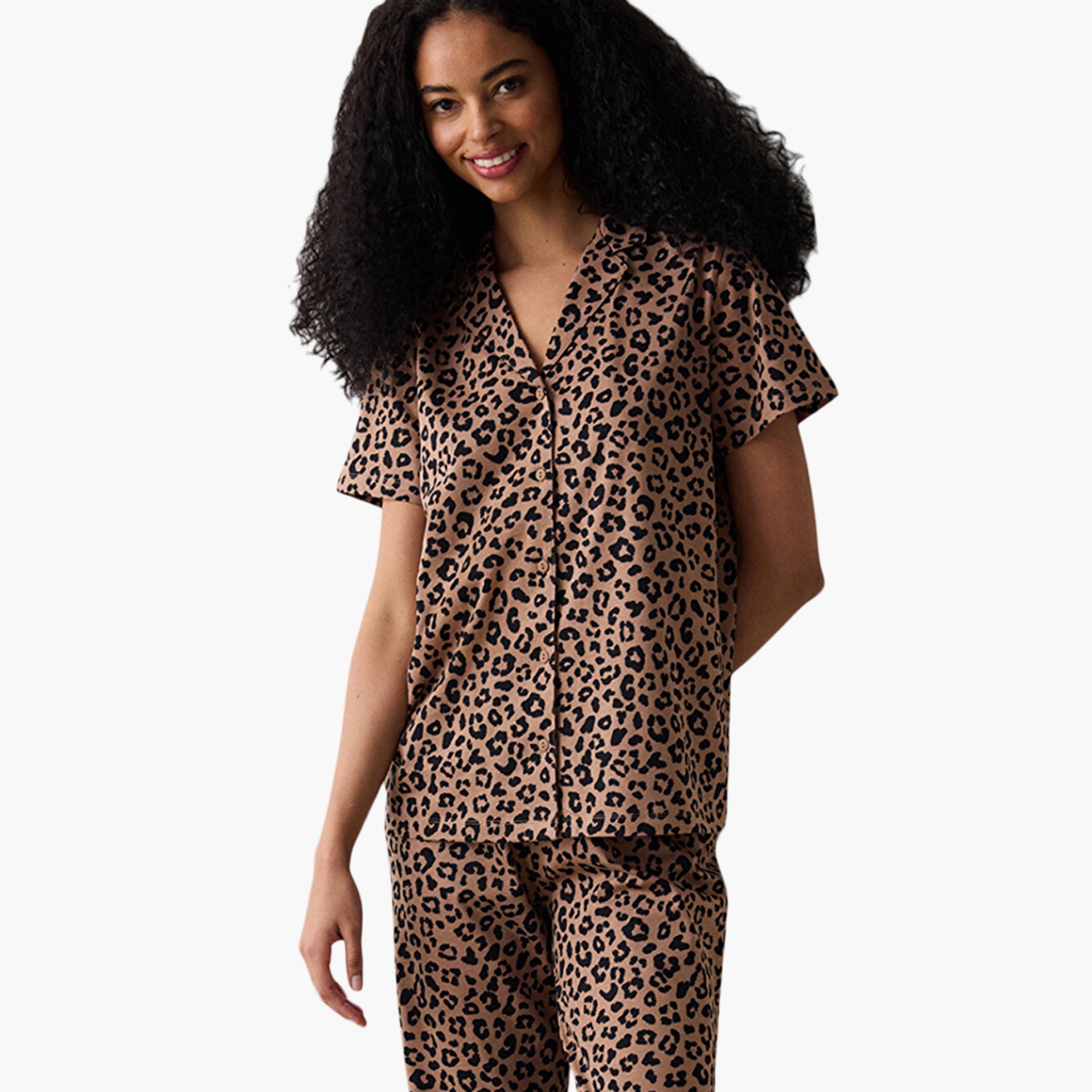 طقم قميص وبيجامة نسائي بطبعة حيوانية من بينتي-women-clothing-nightwear-pyjamas-longsets-image-2