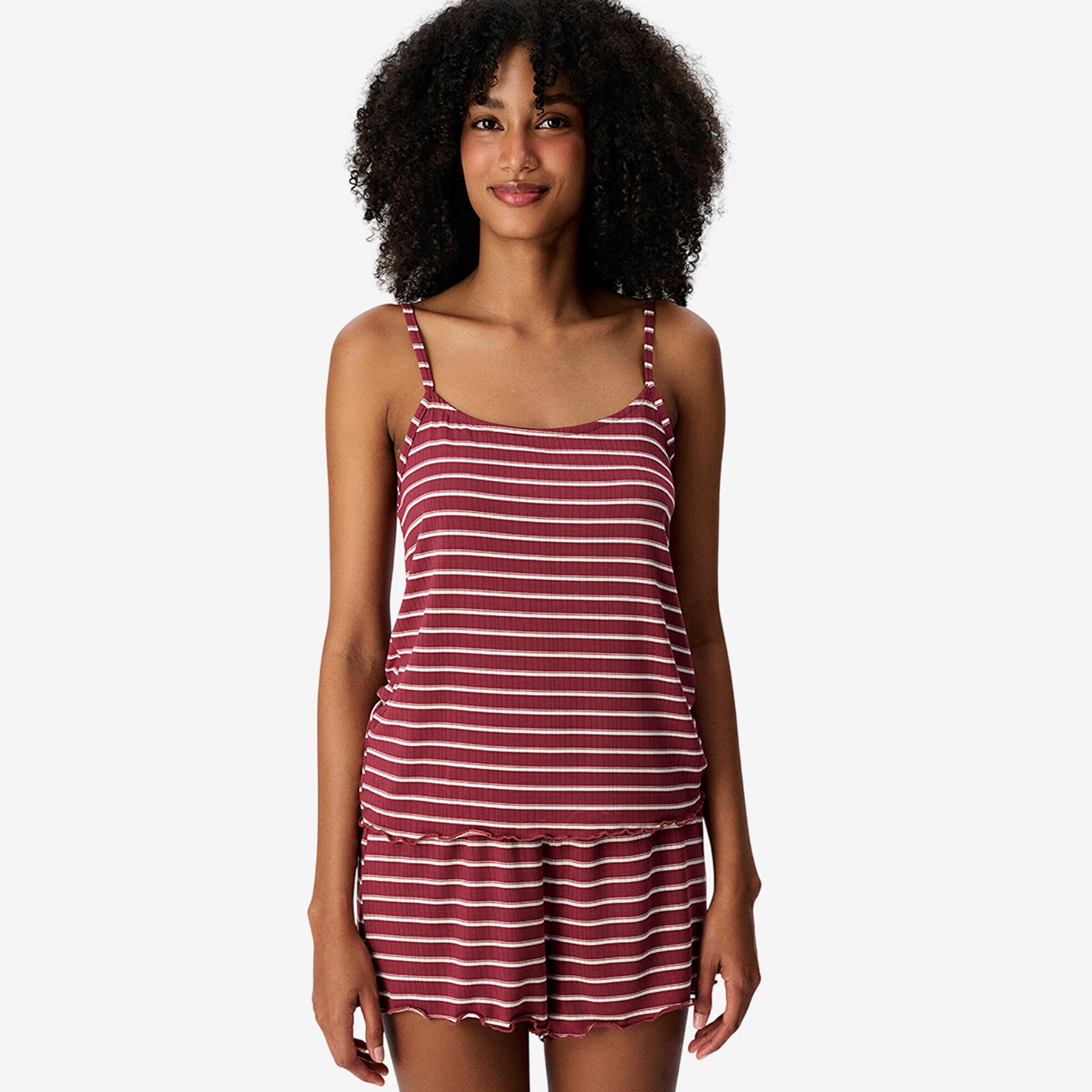 Penti Women's Striped Strappy Camisole & Shorts Set-women-clothing-nightwear-pyjamas-shortsets-image-1