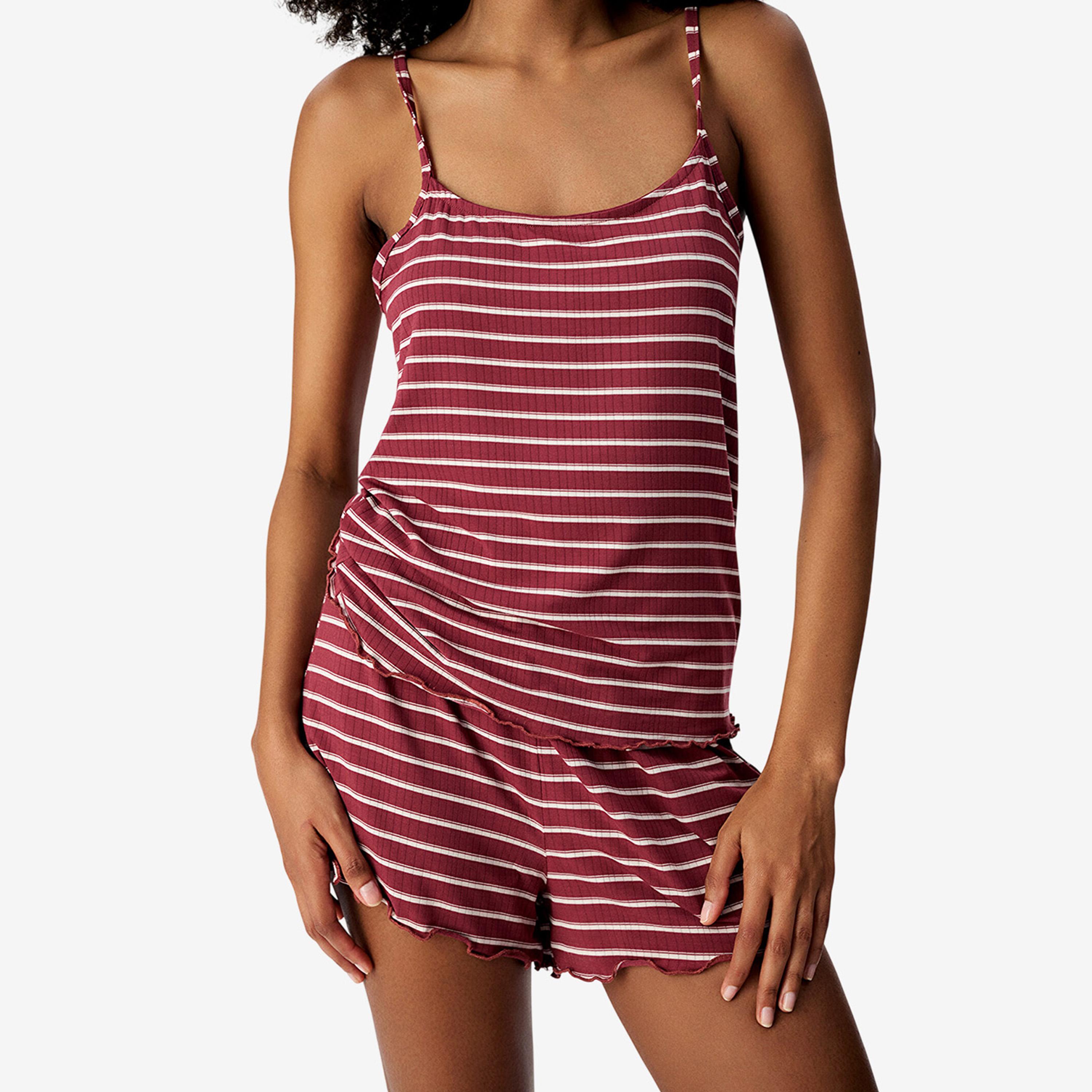 Penti Women's Striped Strappy Camisole & Shorts Set-women-clothing-nightwear-pyjamas-shortsets-image-4