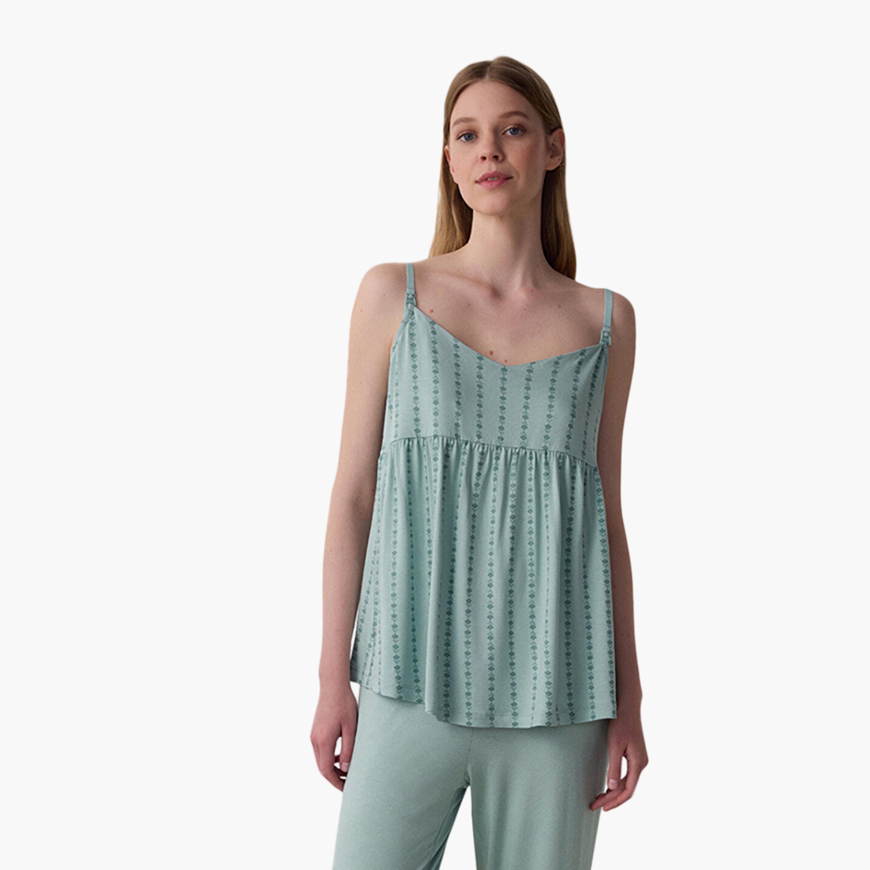 Penti Floral Print Shoulder Strap Women's Breastfeeding Top-women-clothing-nightwear-pyjamas-tops-image-1