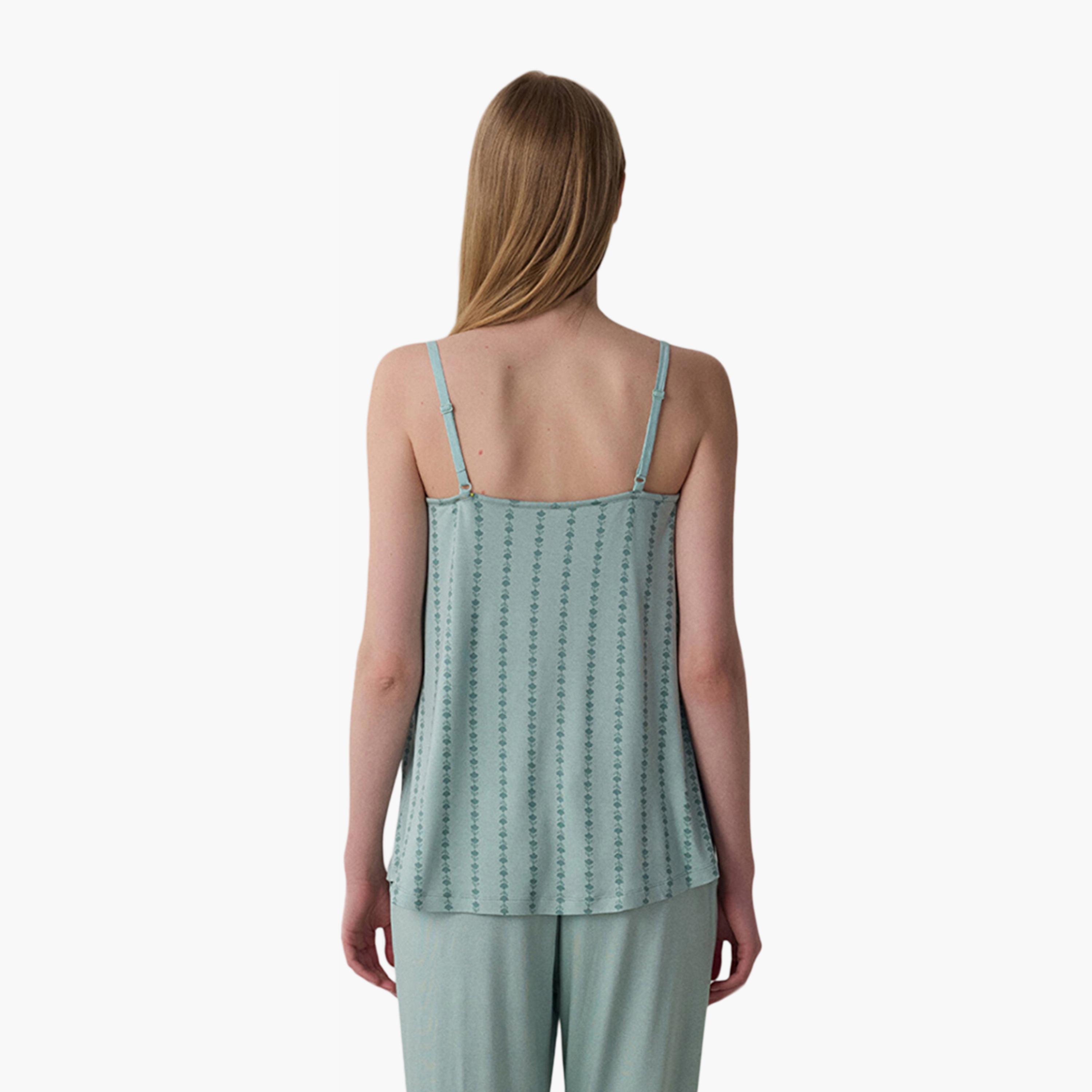 Penti Floral Print Shoulder Strap Women's Breastfeeding Top-women-clothing-nightwear-pyjamas-tops-image-3