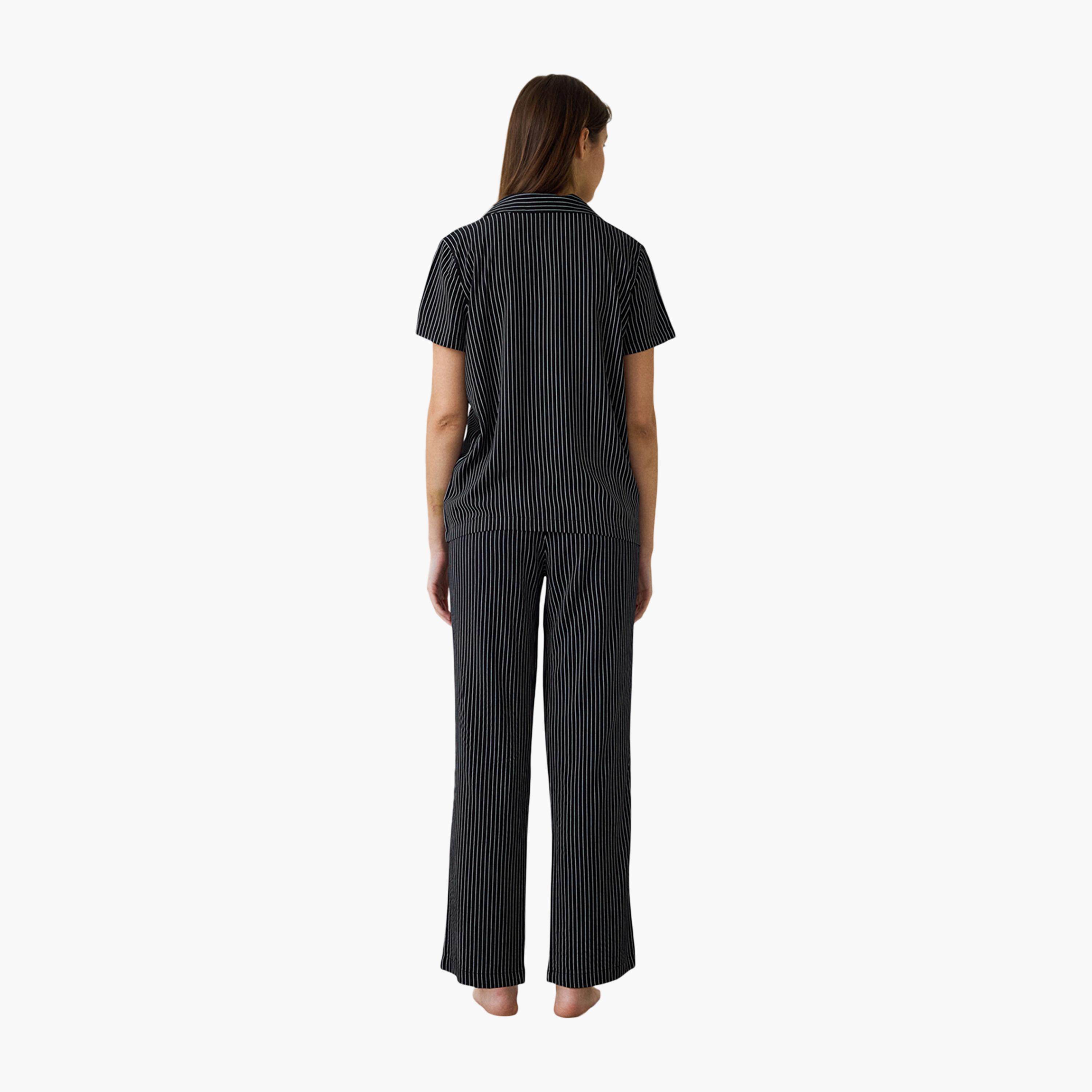 طقم قميص وبيجامة نسائي مخطط من بينتي-women-clothing-nightwear-pyjamas-longsets-image-4