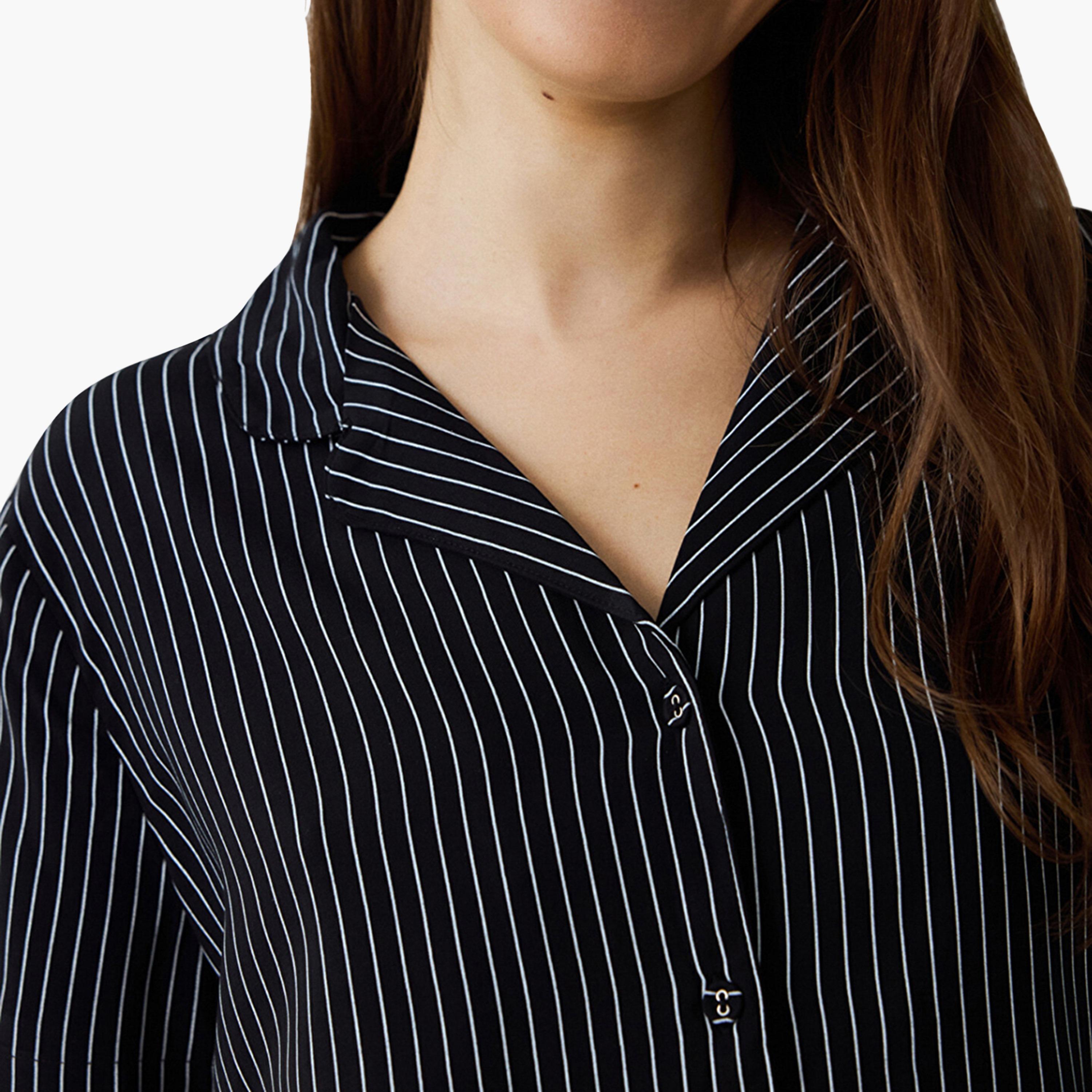 طقم قميص وبيجامة نسائي مخطط من بينتي-women-clothing-nightwear-pyjamas-longsets-image-5
