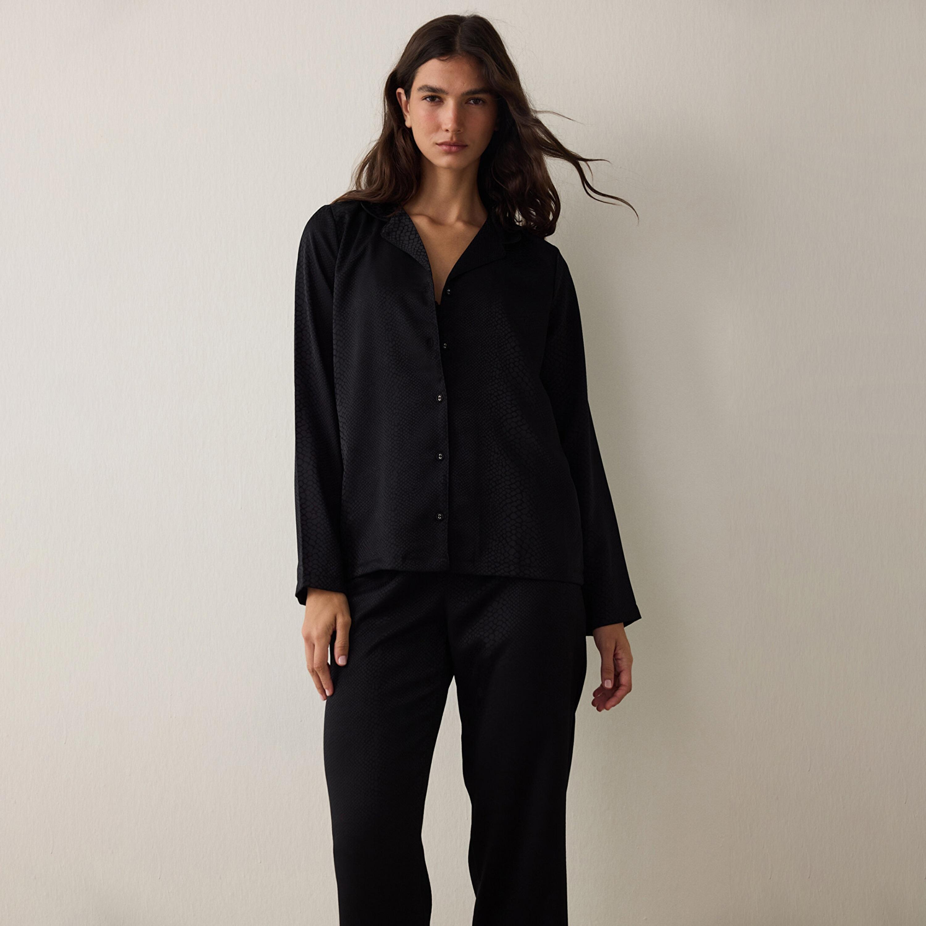 Penti Snake Print Cotton Fleur Women's Shirt & Pyjama Set-women-clothing-nightwear-pyjamas-longsets-image-3