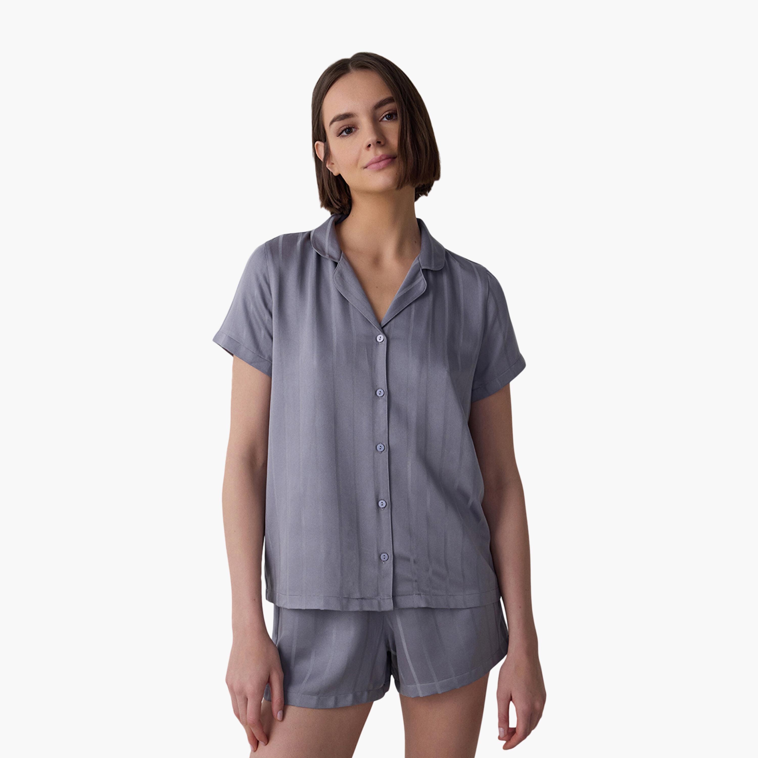 طقم قميص وشورت مخطط للنساء من بينتي-women-clothing-nightwear-pyjamas-shortsets-image-5
