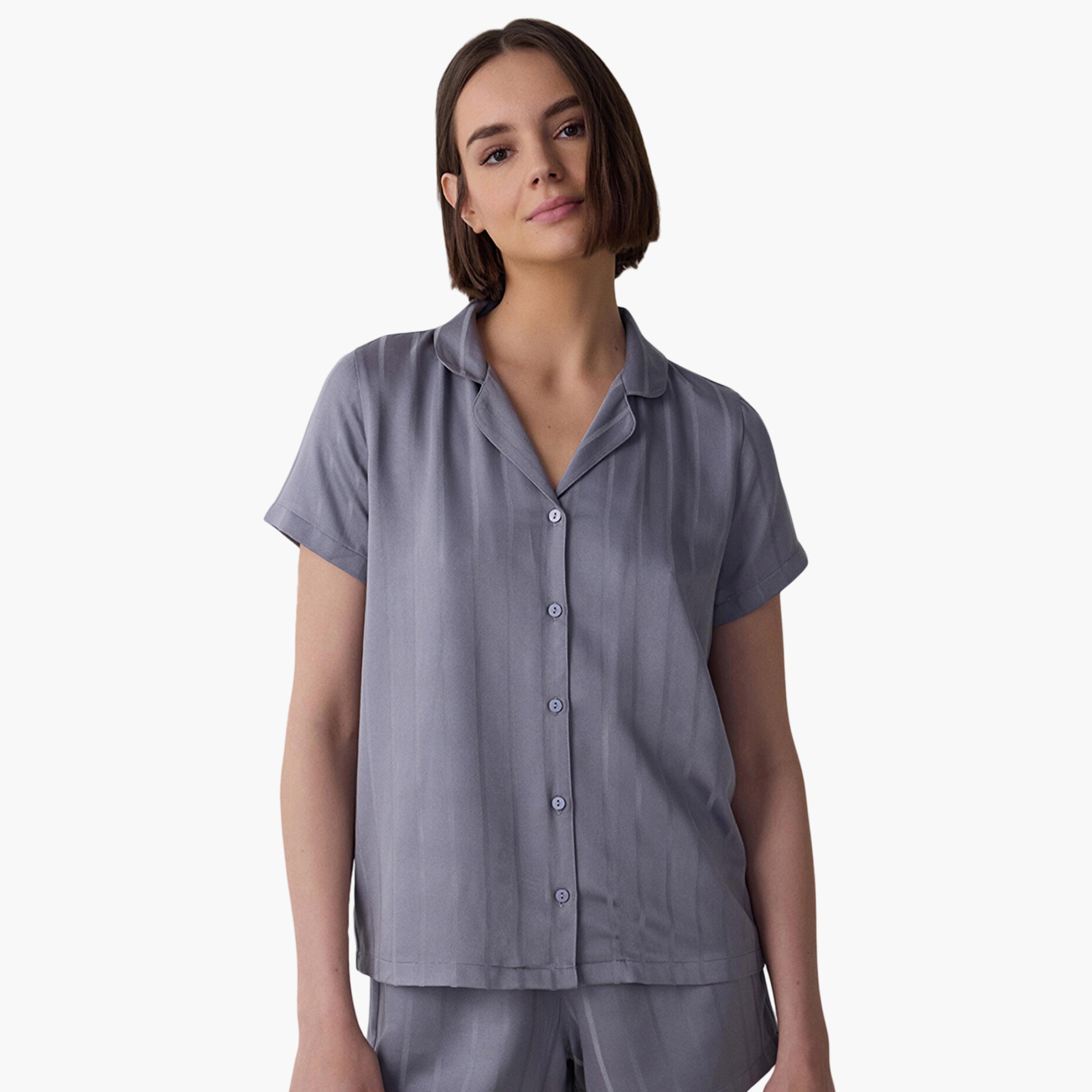 طقم قميص وشورت مخطط للنساء من بينتي-women-clothing-nightwear-pyjamas-shortsets-image-4
