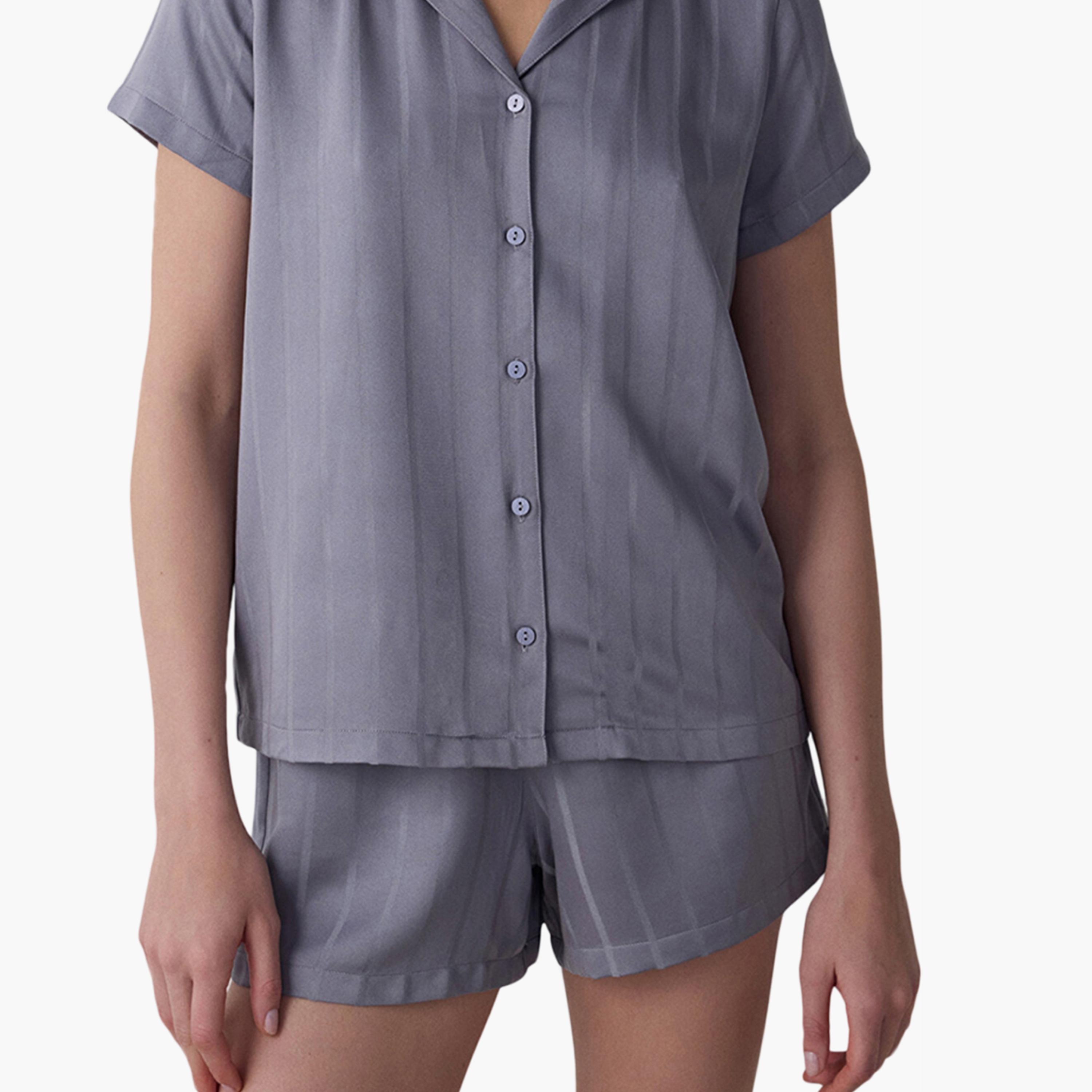 طقم قميص وشورت مخطط للنساء من بينتي-women-clothing-nightwear-pyjamas-shortsets-image-3