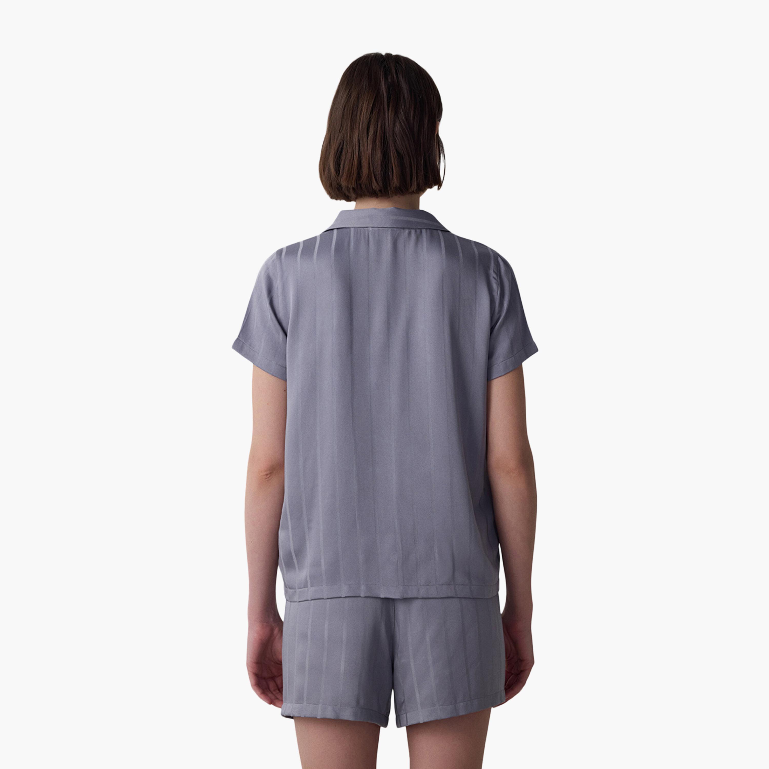 طقم قميص وشورت مخطط للنساء من بينتي-women-clothing-nightwear-pyjamas-shortsets-image-2