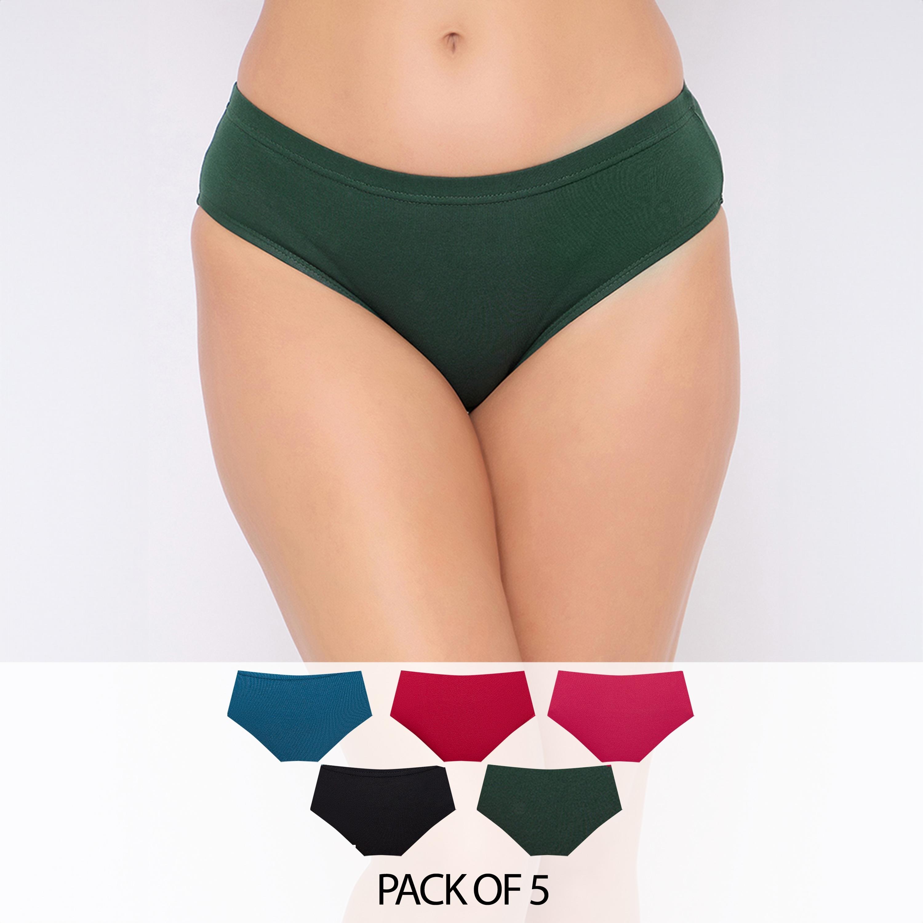 عبوة 5 سراويل هيجستر بخصر متوسط مع مطاط داخلي - قطن من كلوفيا-women-clothing-lingerie-panties-image-1
