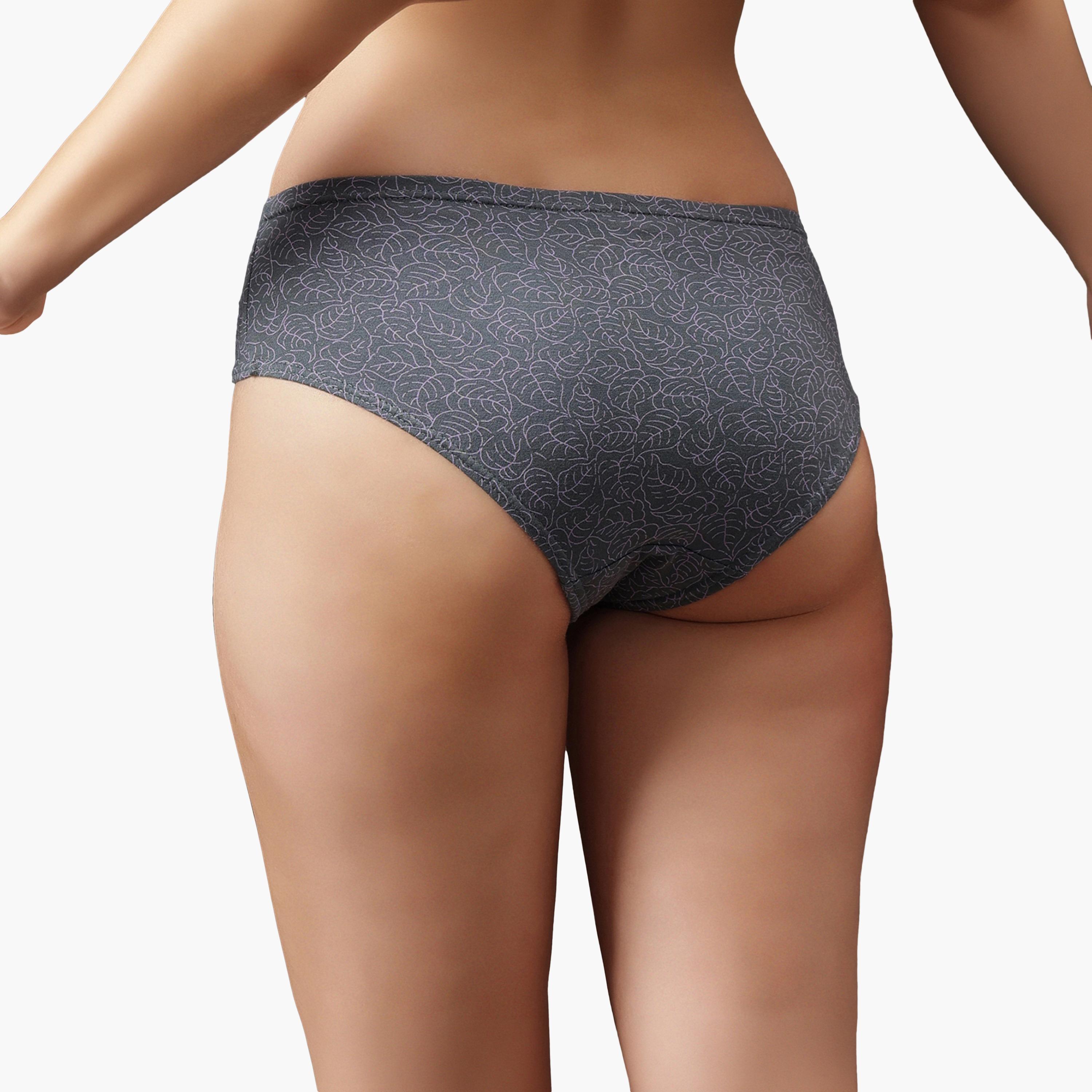 طقم سراويل داخلية قطن 100% بطبعة أوراق الشجر هيبستر ومطاط داخلي 3 قطع للنساء من كلوفيا-women-clothing-lingerie-panties-image-6