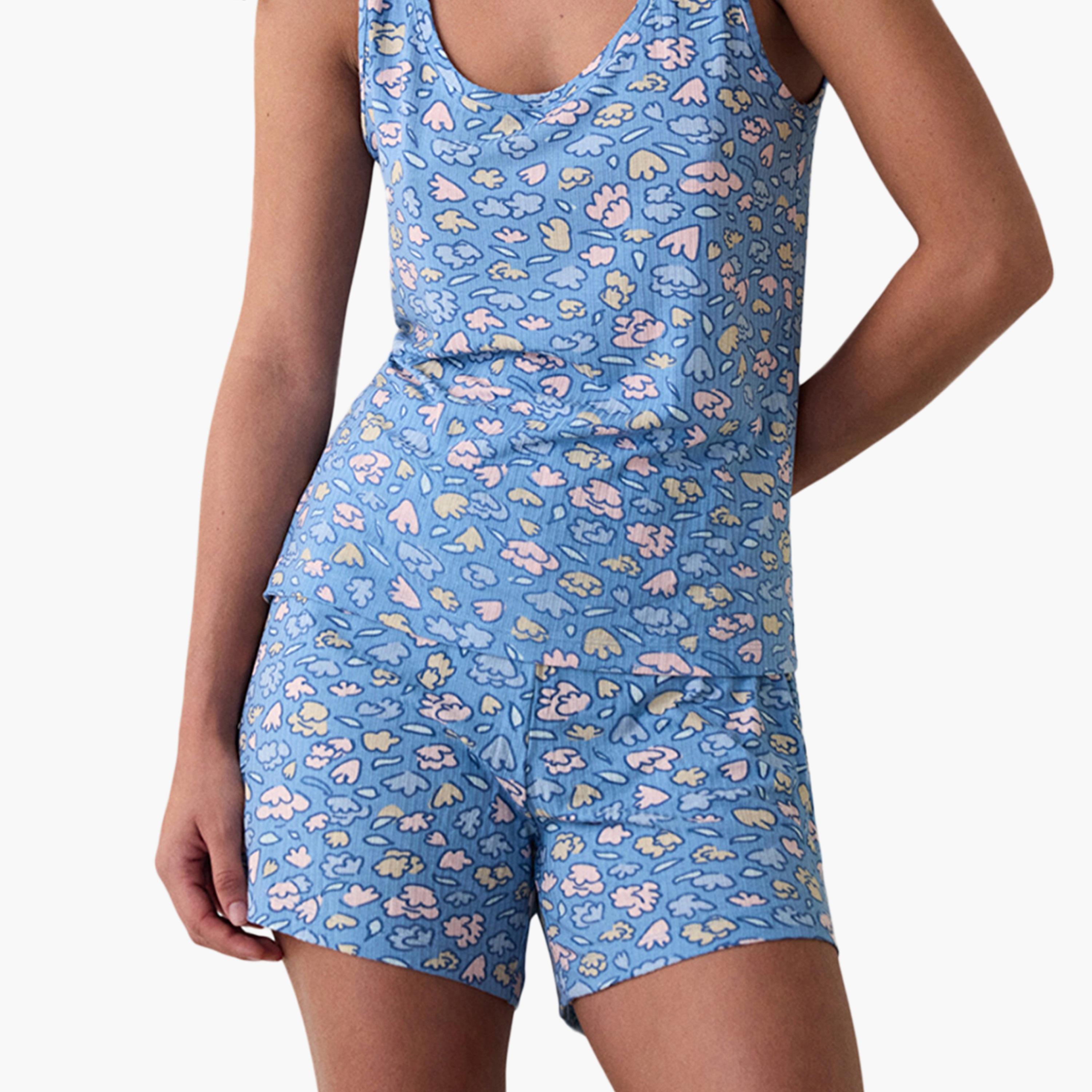 طقم نسائي مطبوع من توب وشورت من بينتي-women-clothing-nightwear-pyjamas-shortsets-image-3