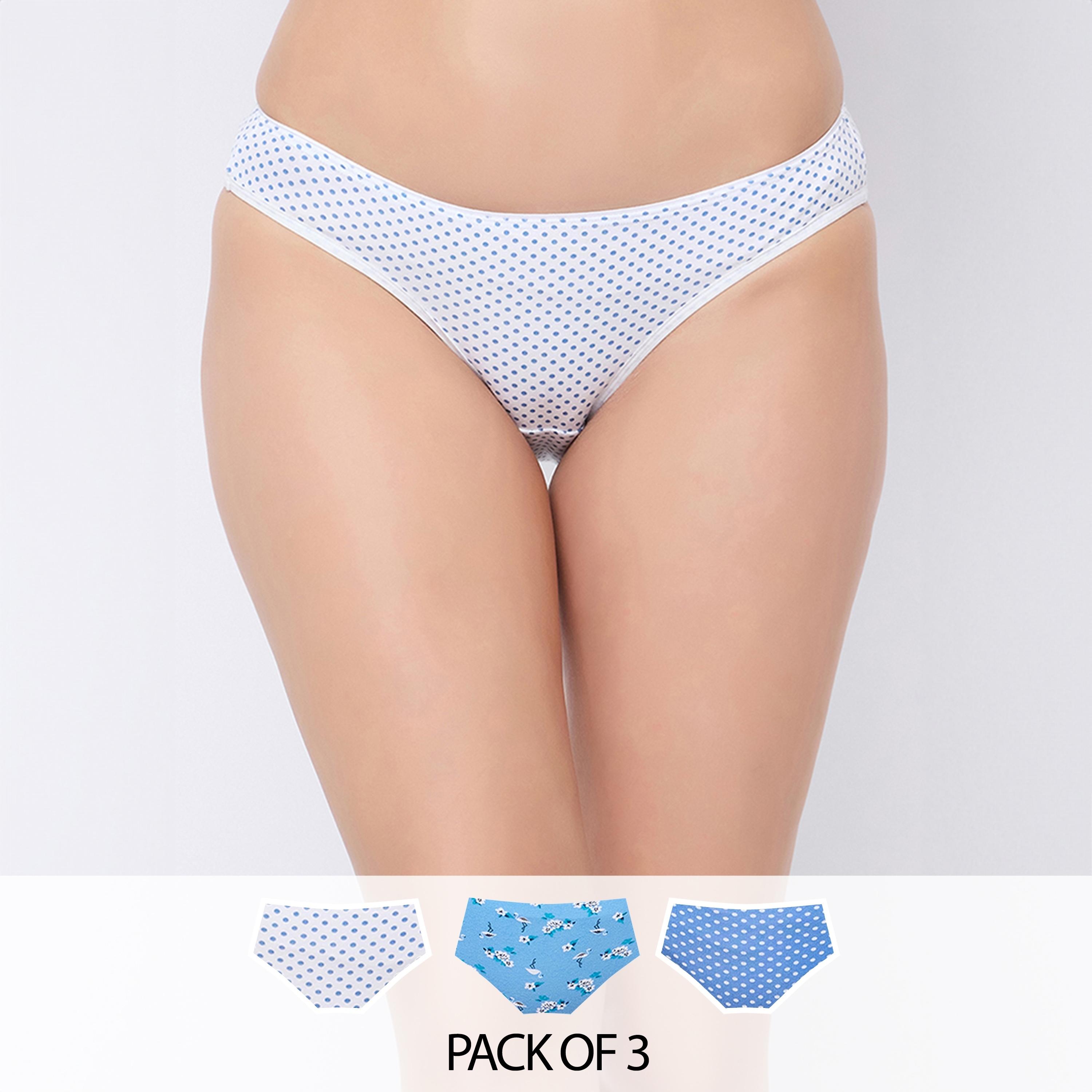 عبوة 3 سراويل بيكيني بخصر منخفض وطبعة - قطن من كلوفيا-women-clothing-lingerie-panties-image-1