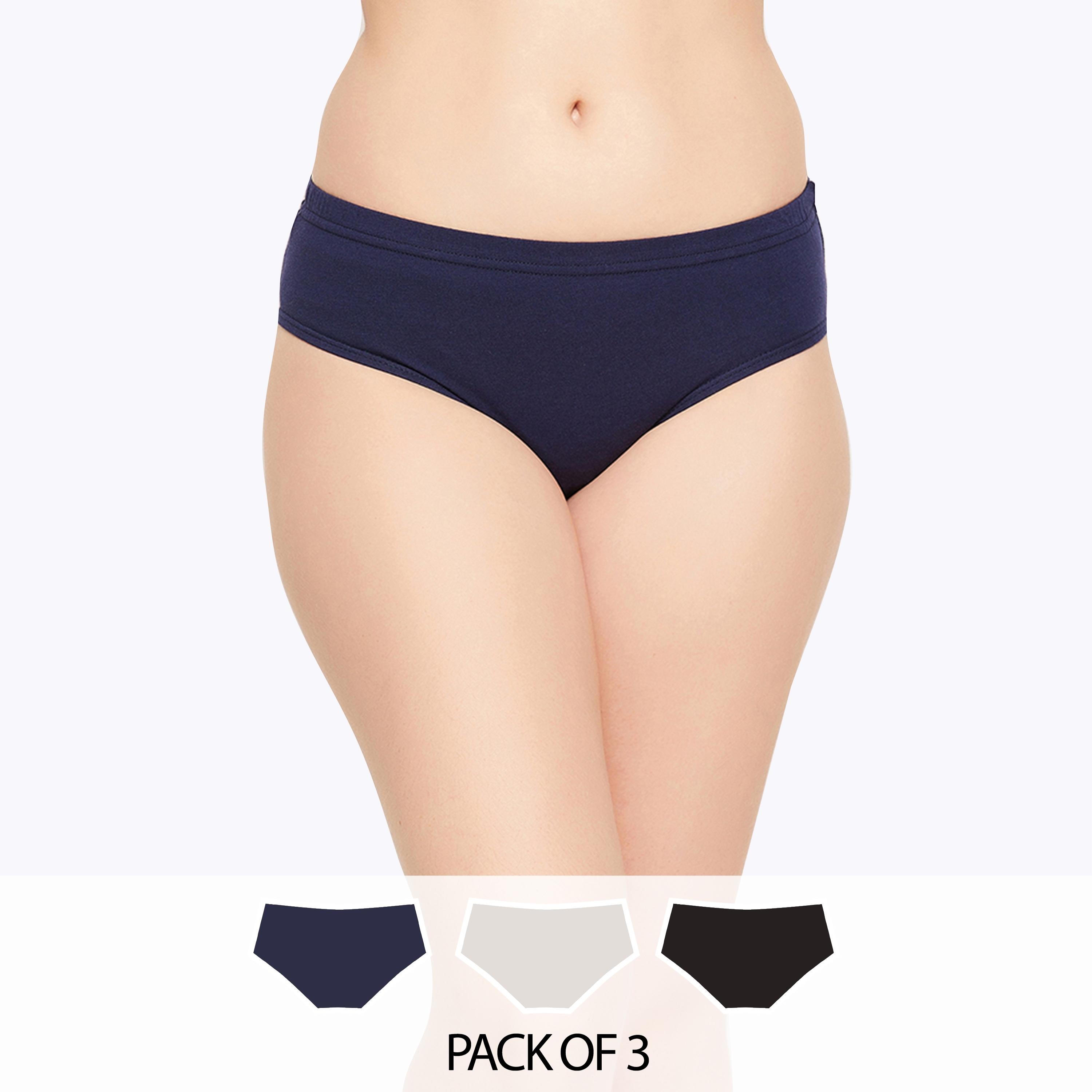 مجموعة من 3 سراويل داخلية هيبستر نسائية متوسطة الخصر مع مطاط داخلي من كلوفيا - قطن-women-clothing-lingerie-panties-image-1