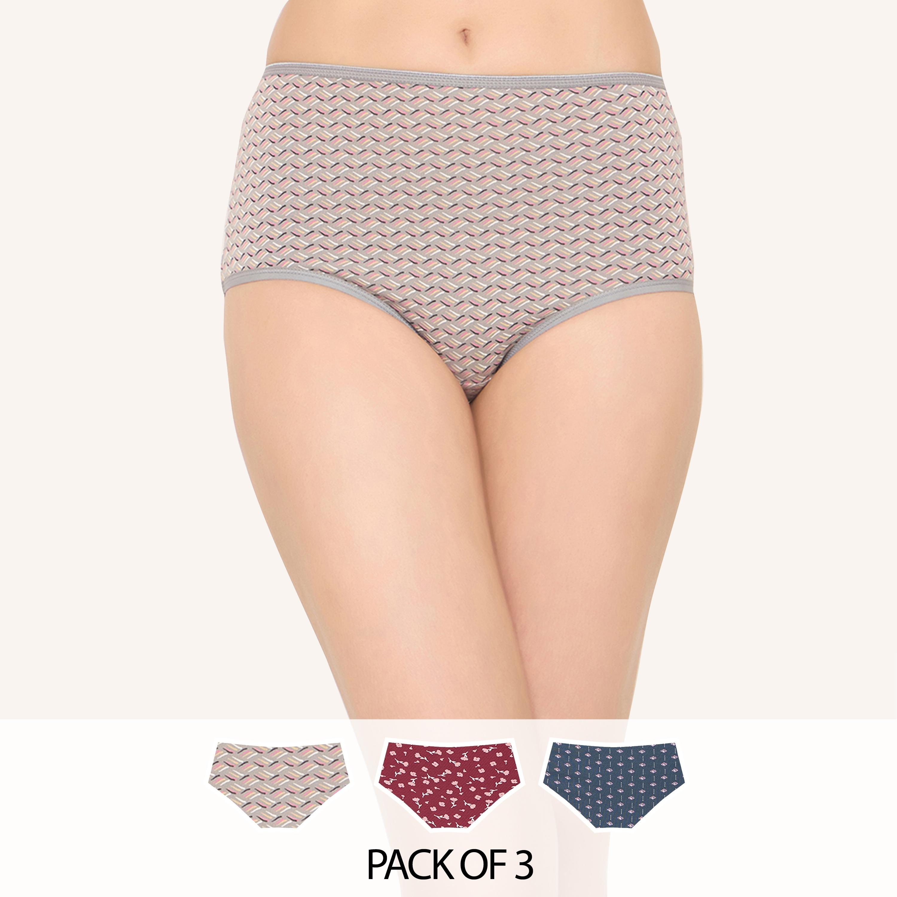 عبوة 3 سراويل هيجستر بخصر عالٍ وطبعة - قطن من كلوفيا-women-clothing-lingerie-panties-image-1
