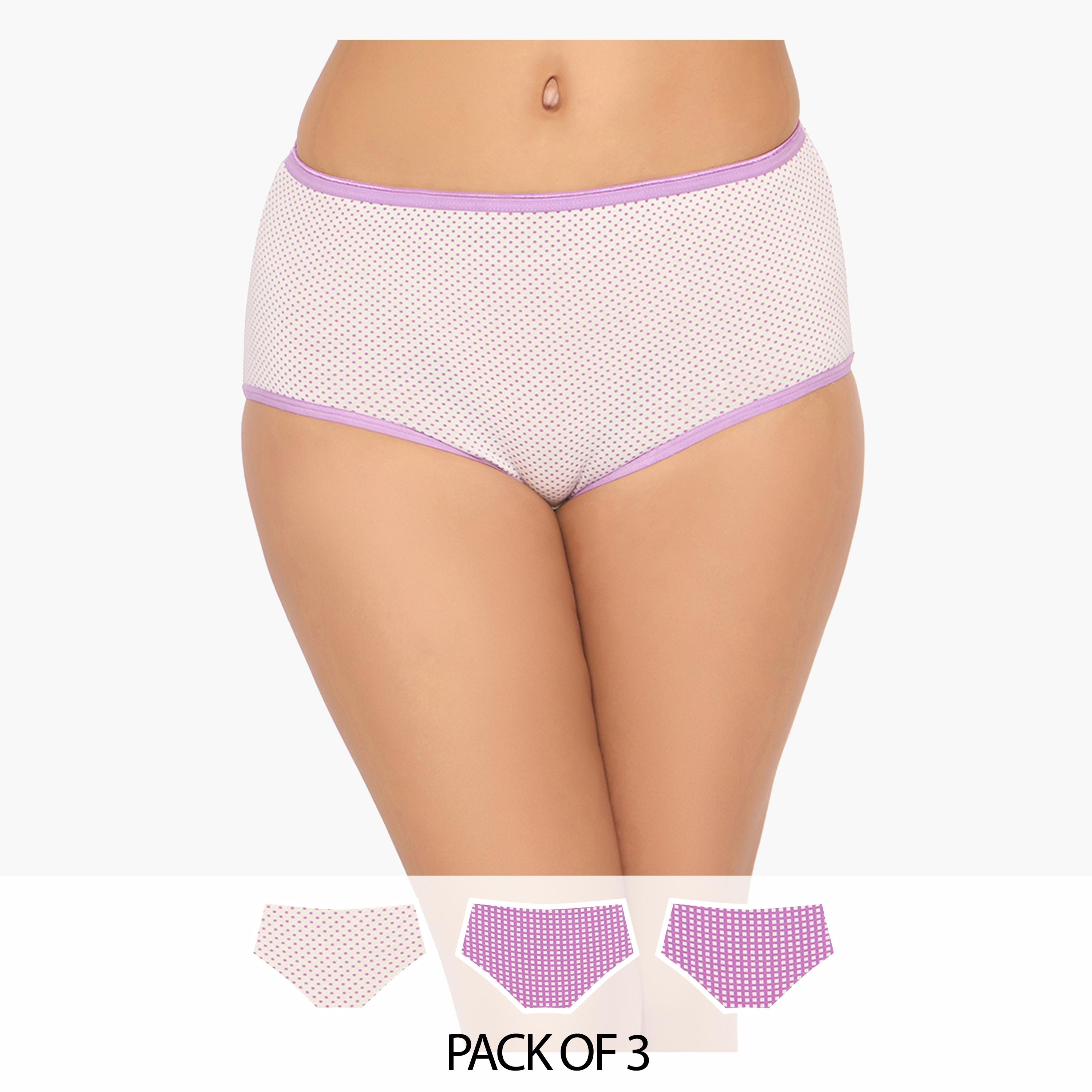 عبوة 3 سراويل هيجستر بخصر عالٍ وطبعة - قطن من كلوفيا-women-clothing-lingerie-panties-image-1