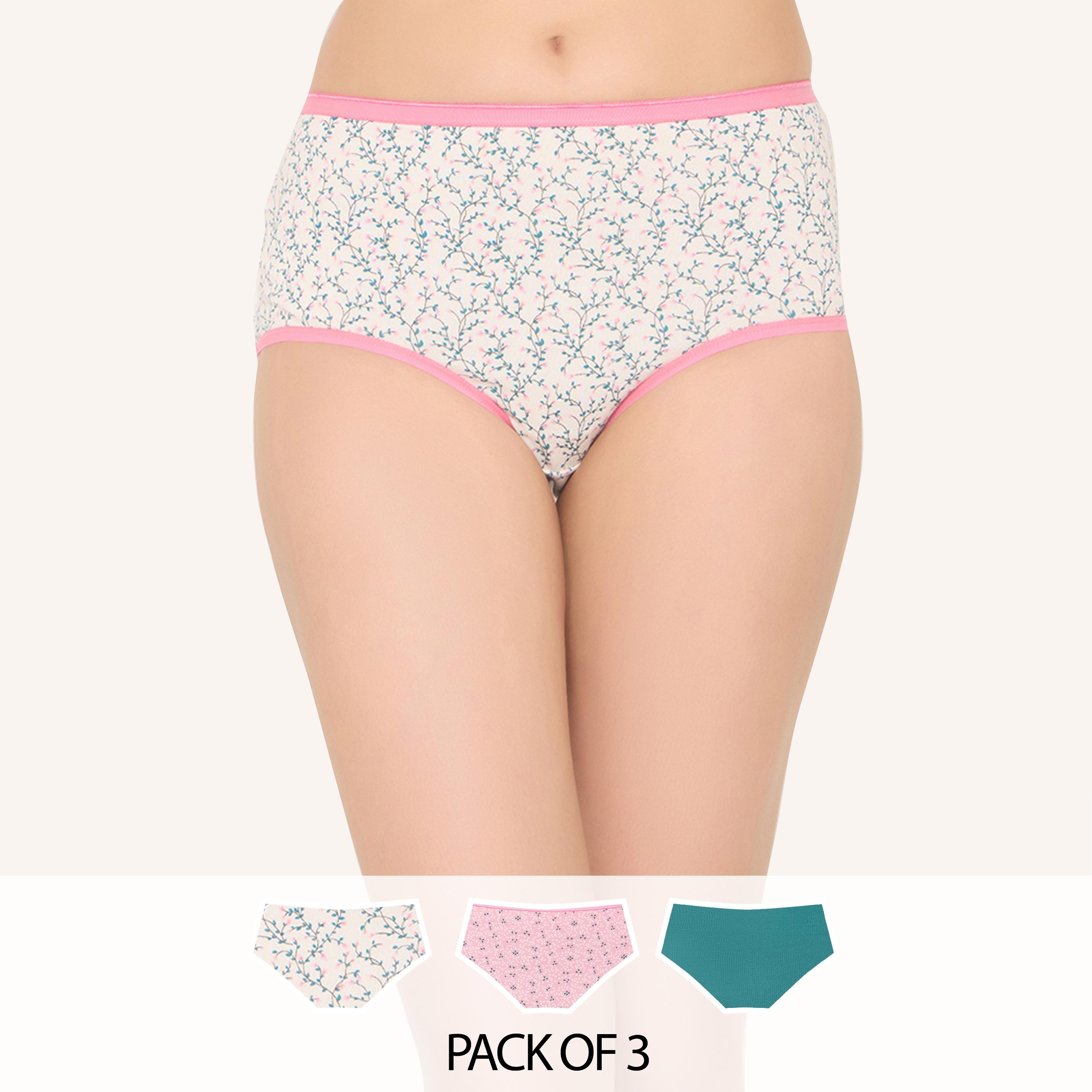 عبوة 3 سراويل هيجستر بخصر عالٍ وطبعة قلوب ومطاط داخلي - قطن من كلوفيا-women-clothing-lingerie-panties-image-1
