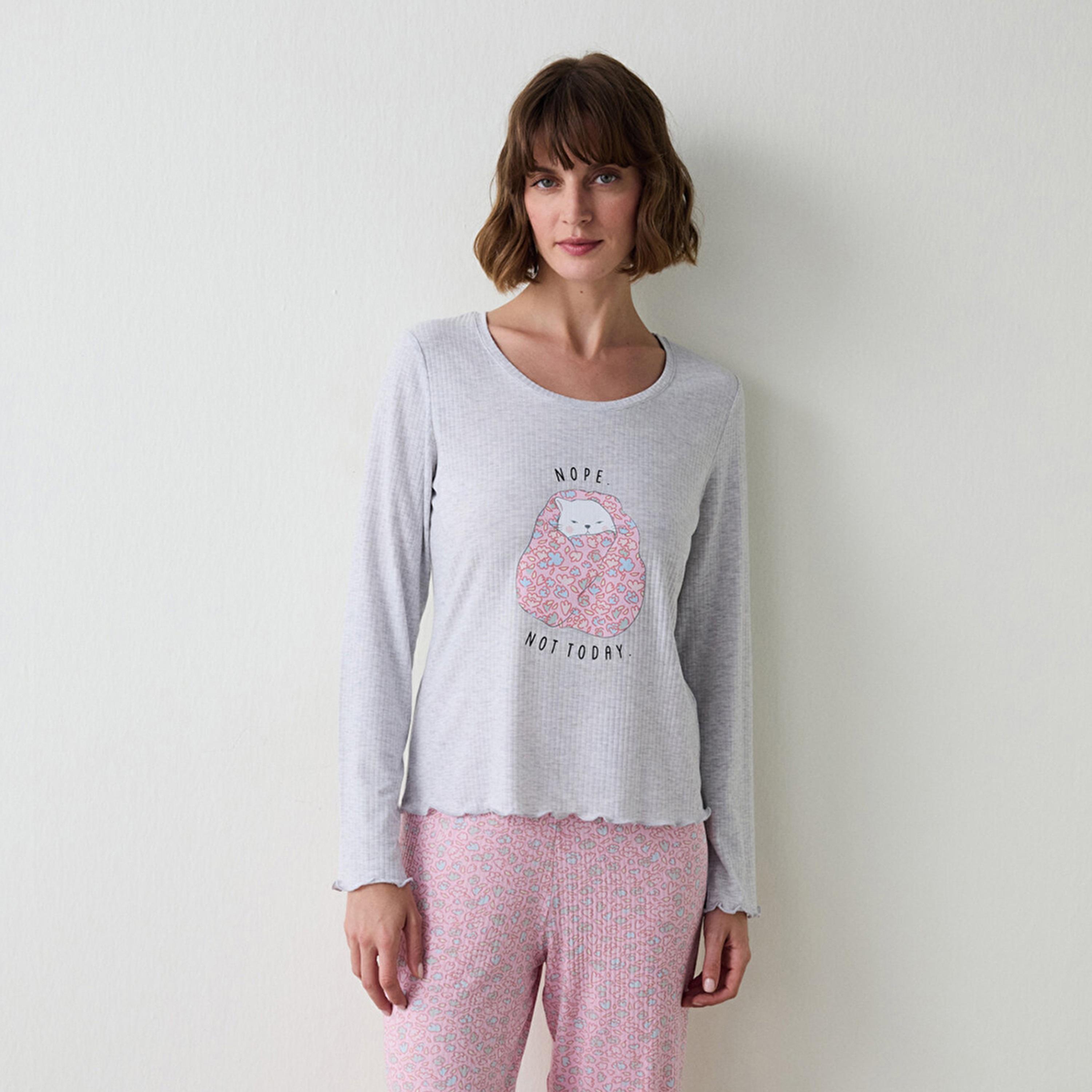 Penti Classic Fit Graphic Print Round Neck Long Sleeves Women's Top-women-clothing-nightwear-pyjamas-tops-image-1