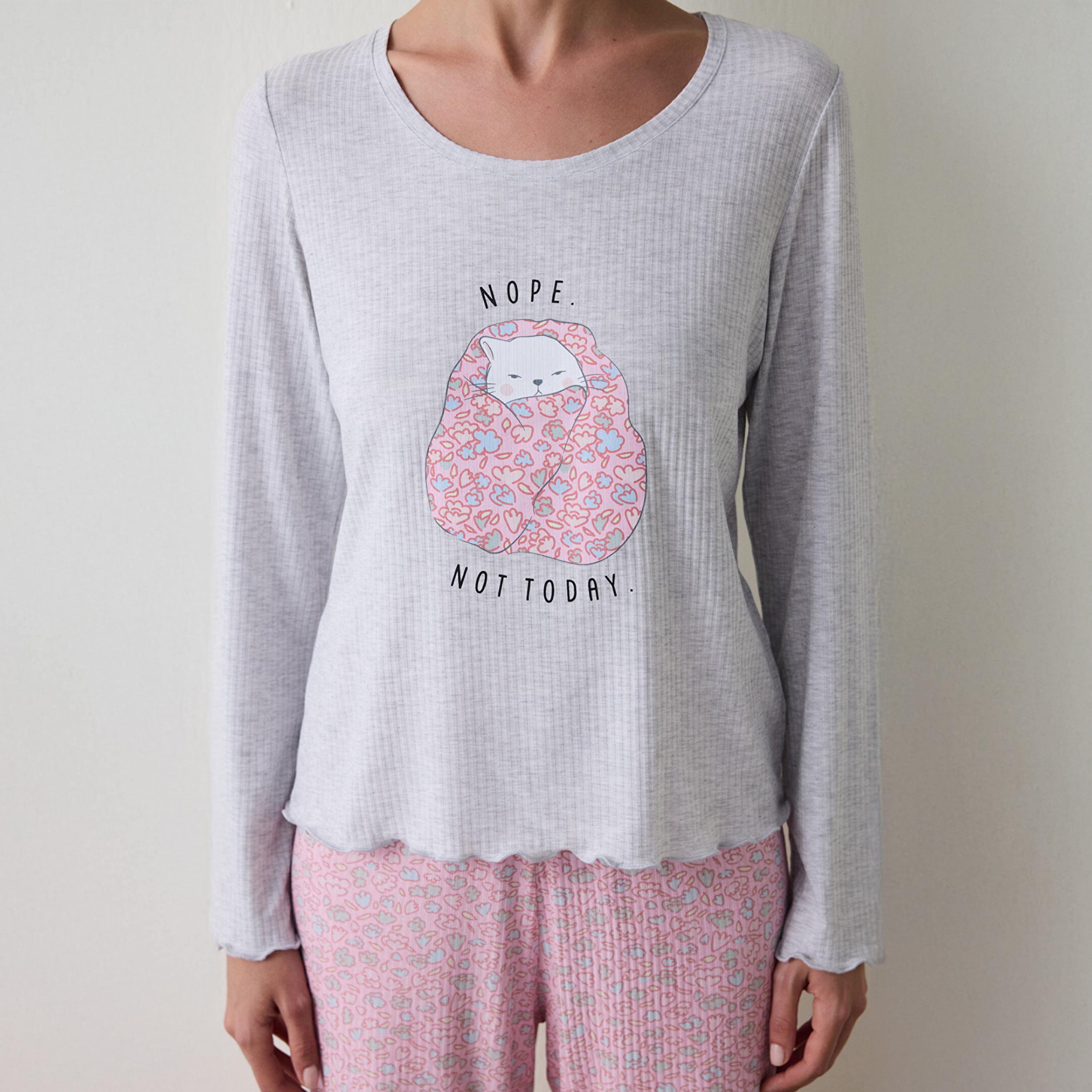 Penti Classic Fit Graphic Print Round Neck Long Sleeves Women's Top-women-clothing-nightwear-pyjamas-tops-image-4