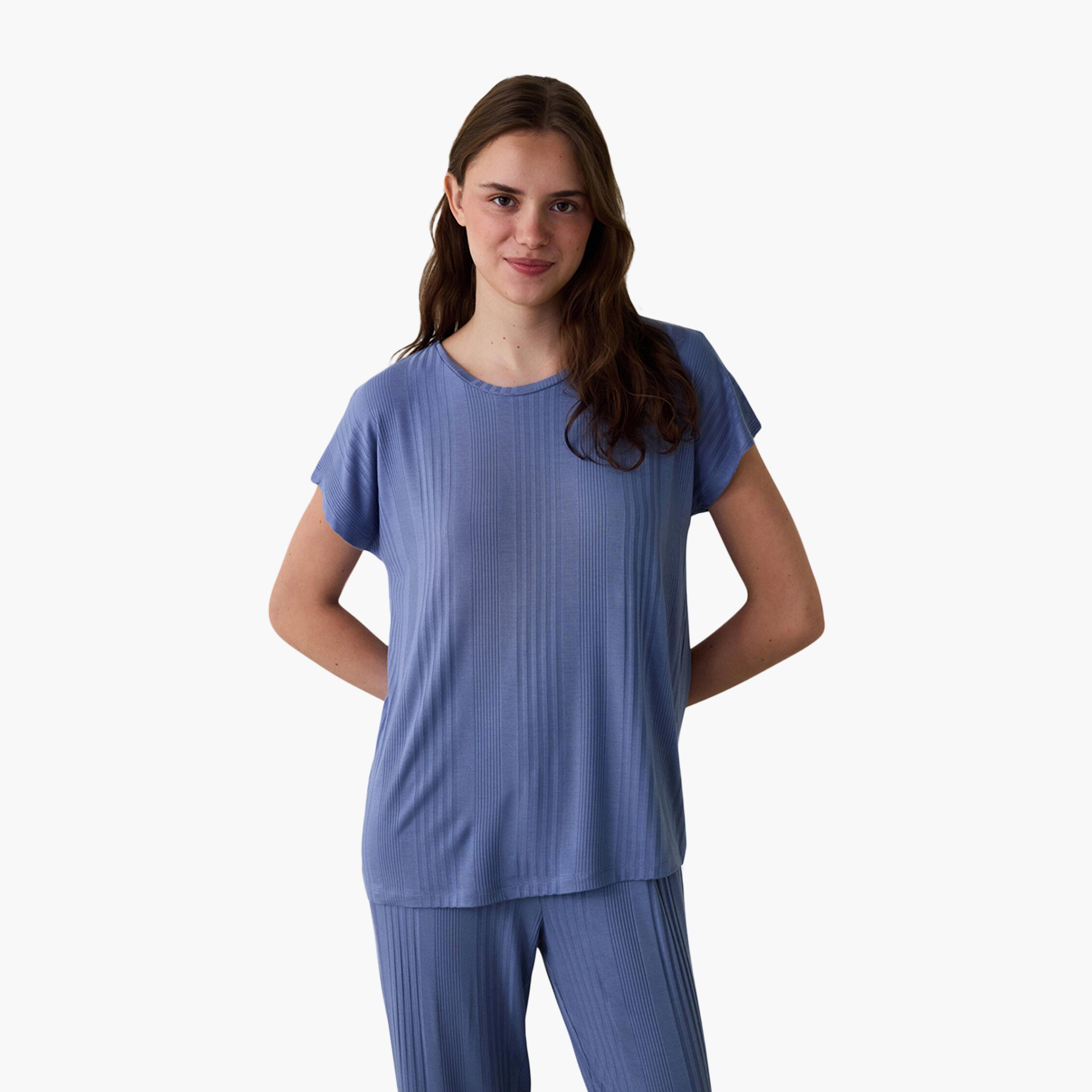 Penti Striped Women's T-Shirt and Pyjama Set-women-clothing-nightwear-pyjamas-longsets-image-2