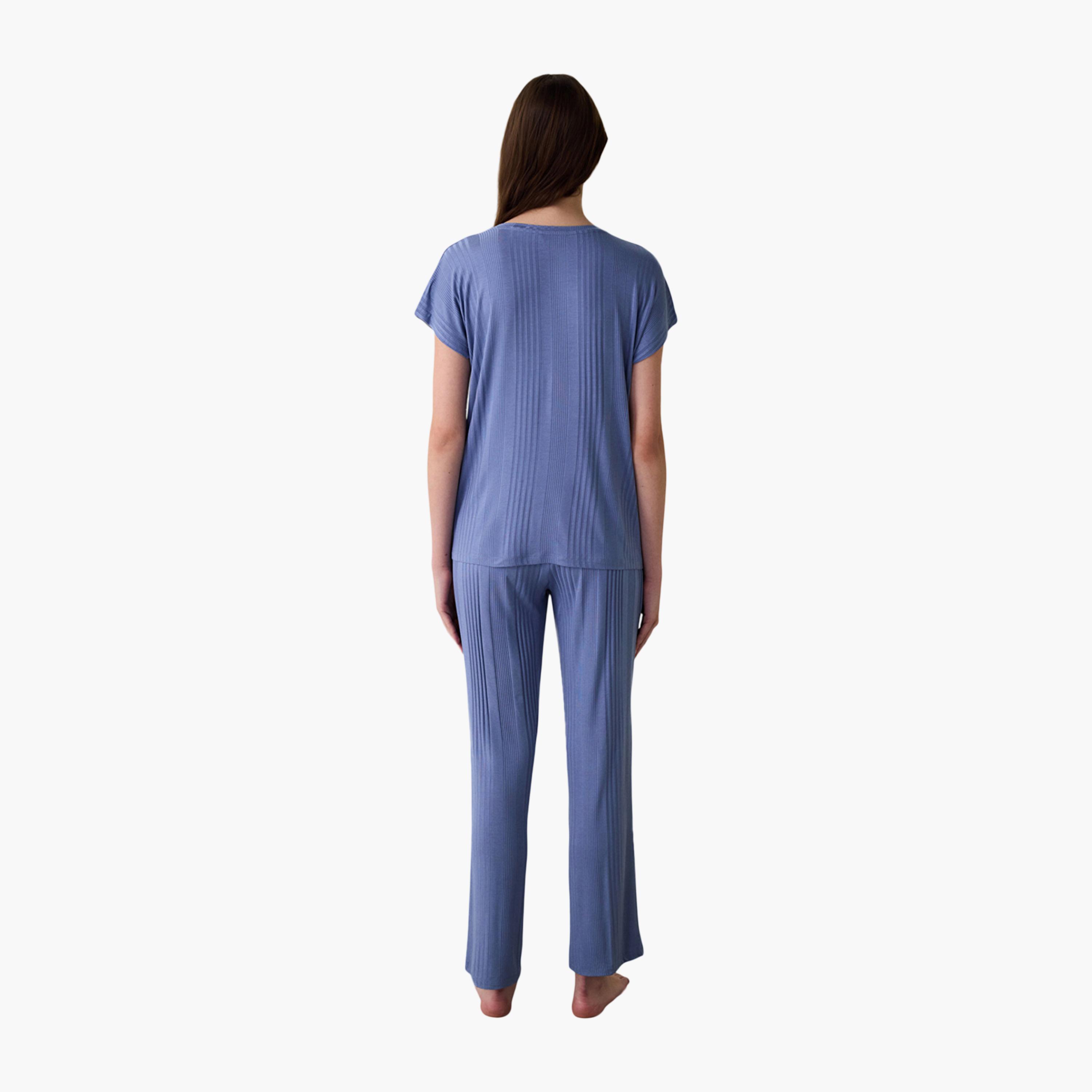 Penti Striped Women's T-Shirt and Pyjama Set-women-clothing-nightwear-pyjamas-longsets-image-4