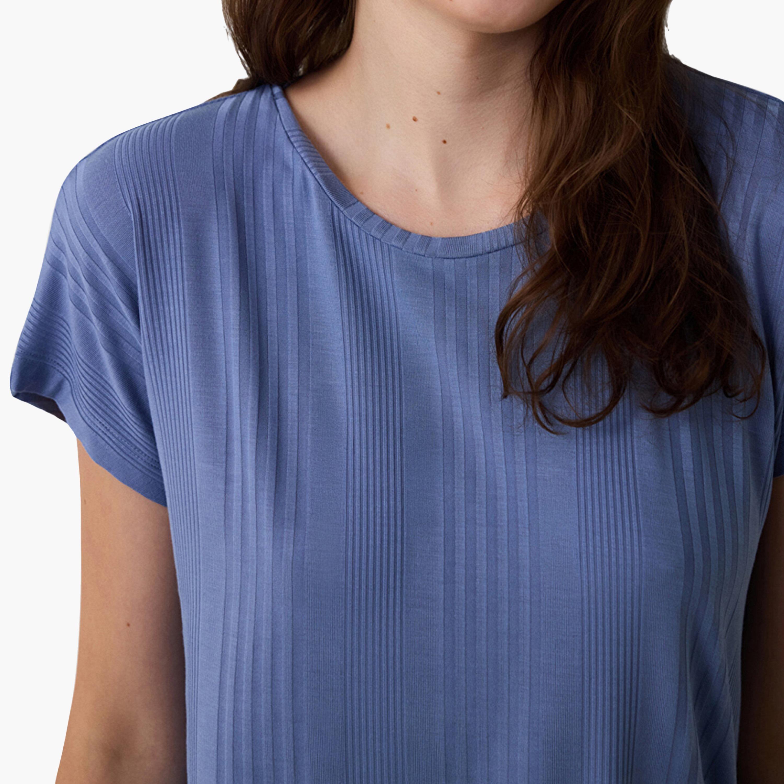 طقم تي شيرت وبيجامة نسائي مخطط من بينتي-women-clothing-nightwear-pyjamas-longsets-image-5