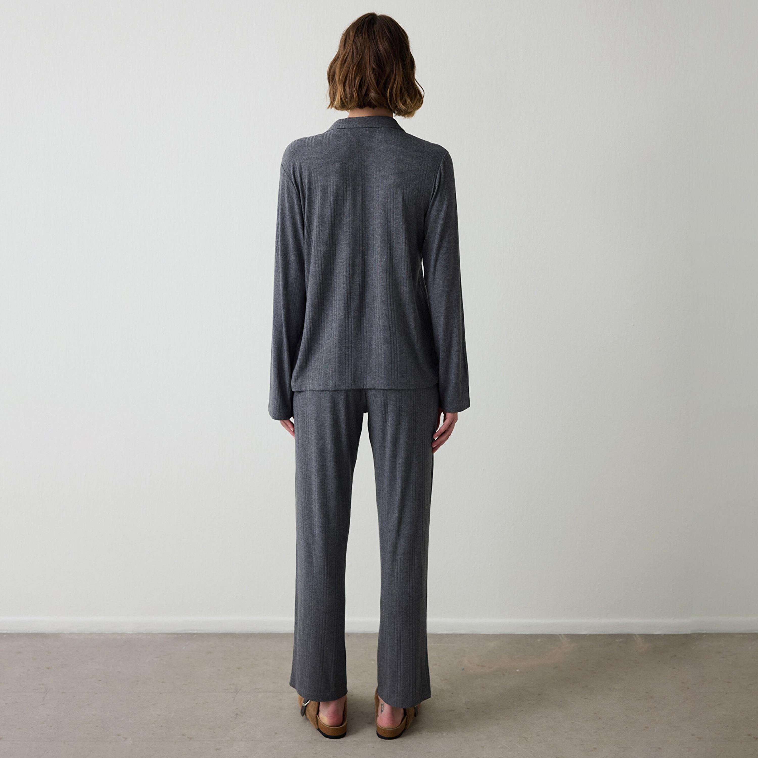 Penti Textured Cotton Women's Shirt & Pyjama Set-women-clothing-nightwear-pyjamas-longsets-image-2