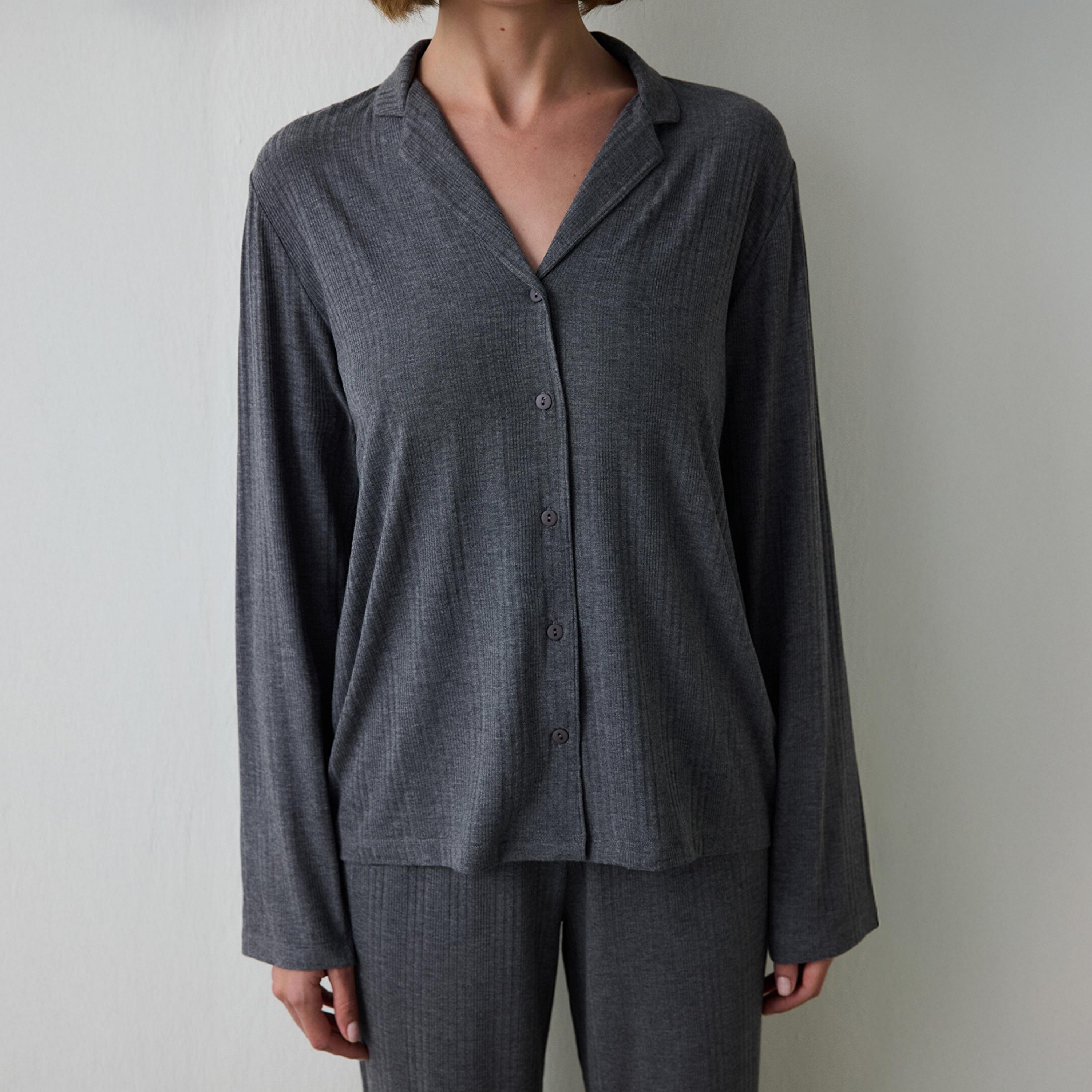 Penti Textured Cotton Women's Shirt & Pyjama Set-women-clothing-nightwear-pyjamas-longsets-image-3