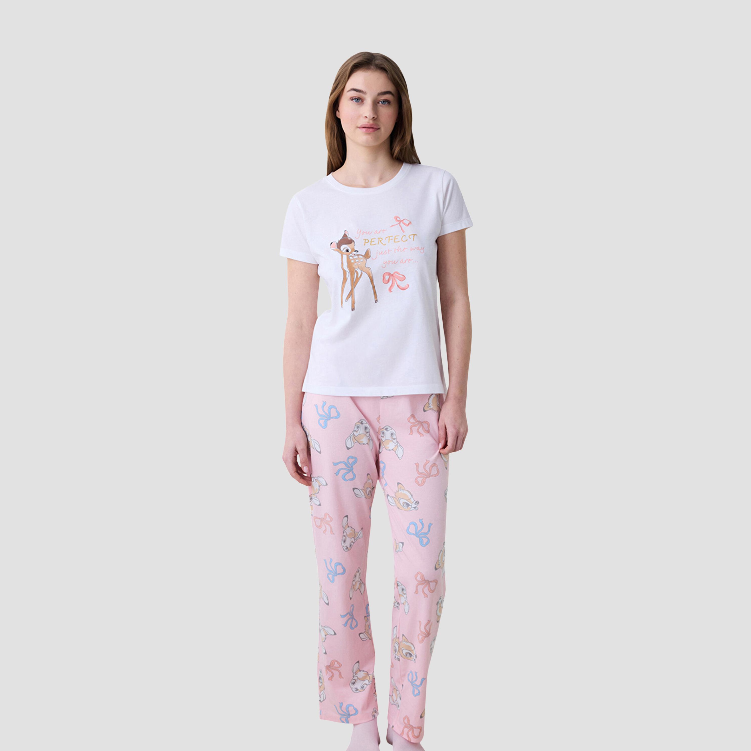 Penti Graphic Print Women's T-Shirt and Pyjama Set-women-clothing-nightwear-pyjamas-longsets-image-1