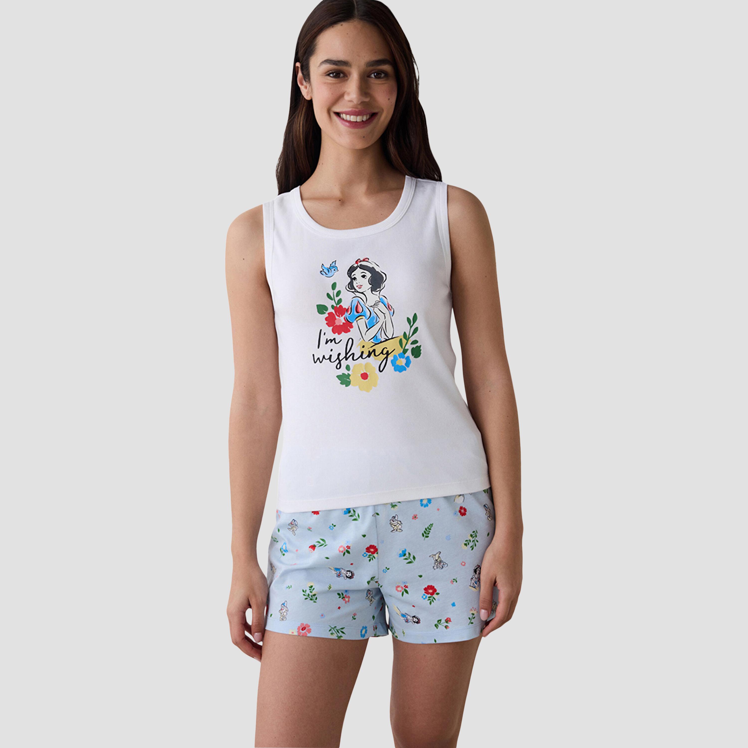 طقم نسائي من توب وشورت مطبوع عليه شخصيات من بينتي-women-clothing-nightwear-pyjamas-shortsets-image-6