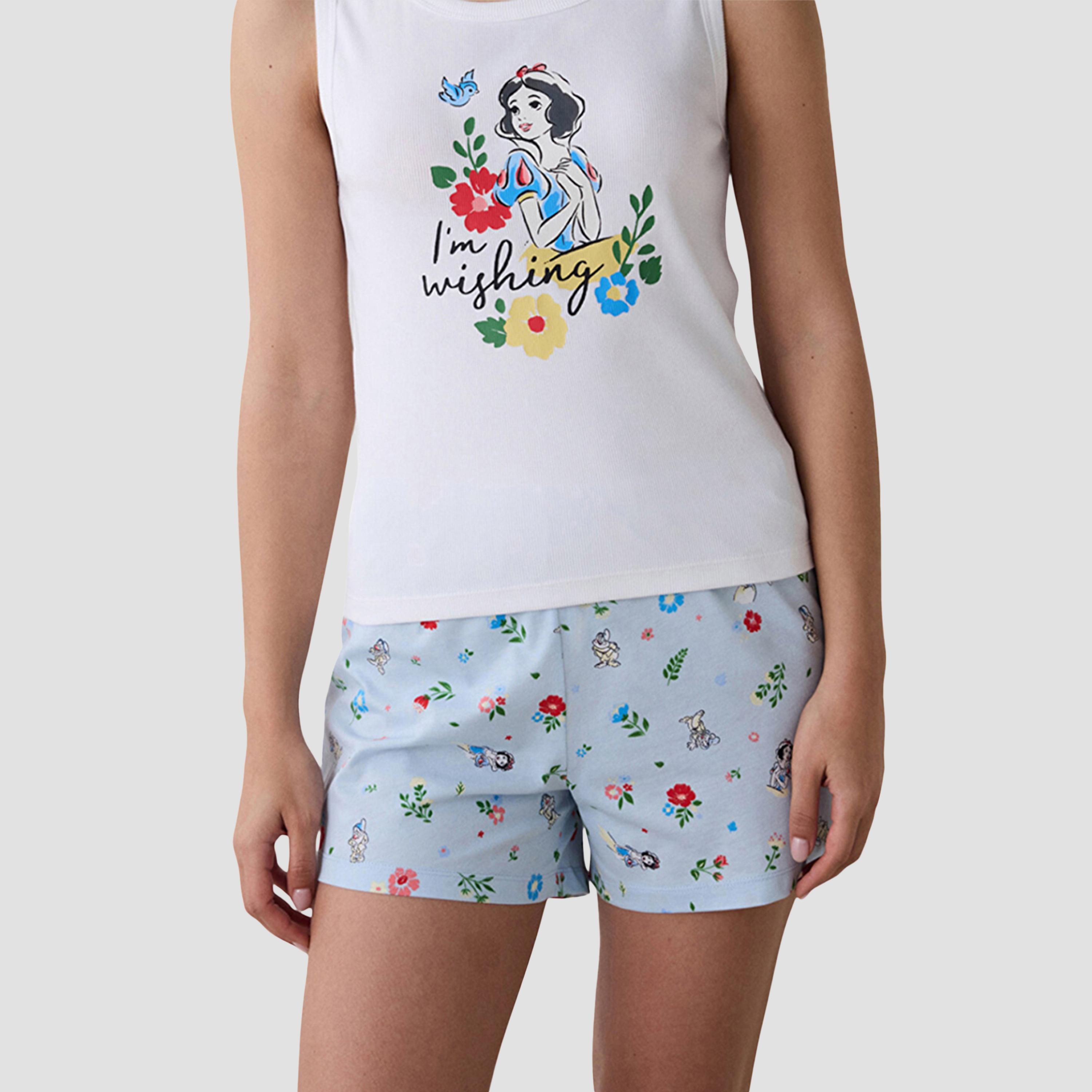 طقم نسائي من توب وشورت مطبوع عليه شخصيات من بينتي-women-clothing-nightwear-pyjamas-shortsets-image-4