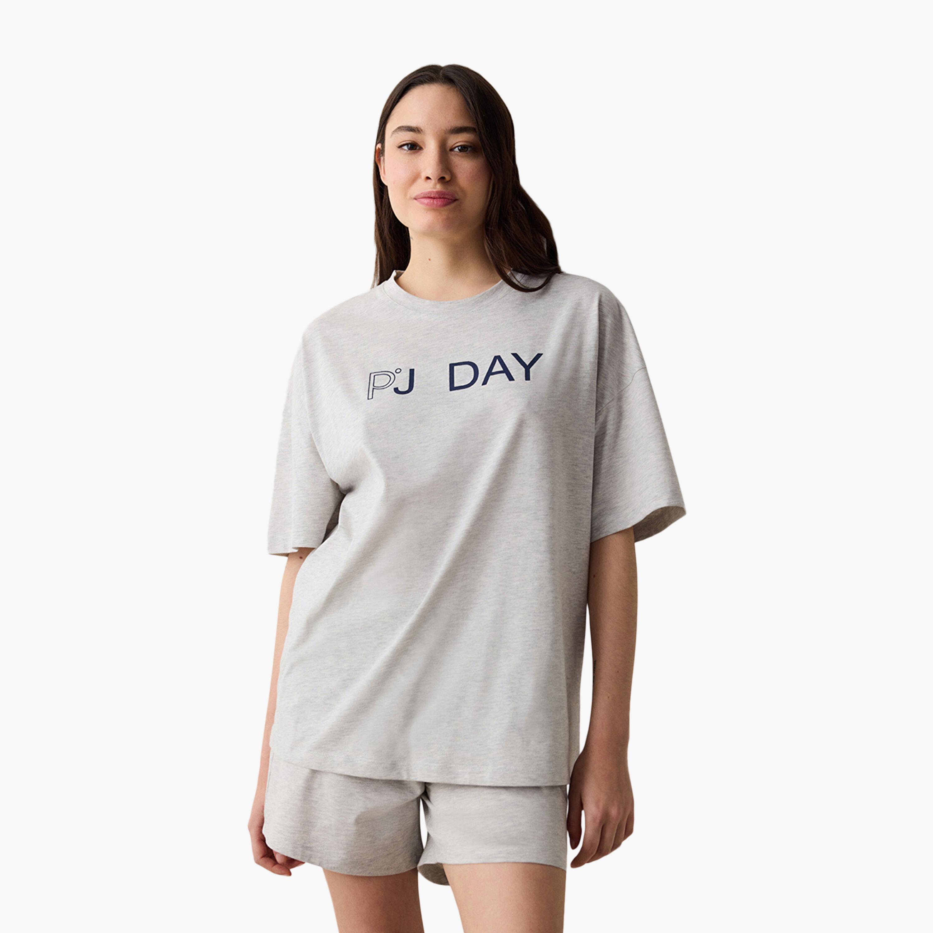 Penti Text-Print Women's T-Shirt and Shorts Set-women-clothing-nightwear-pyjamas-shortsets-image-1