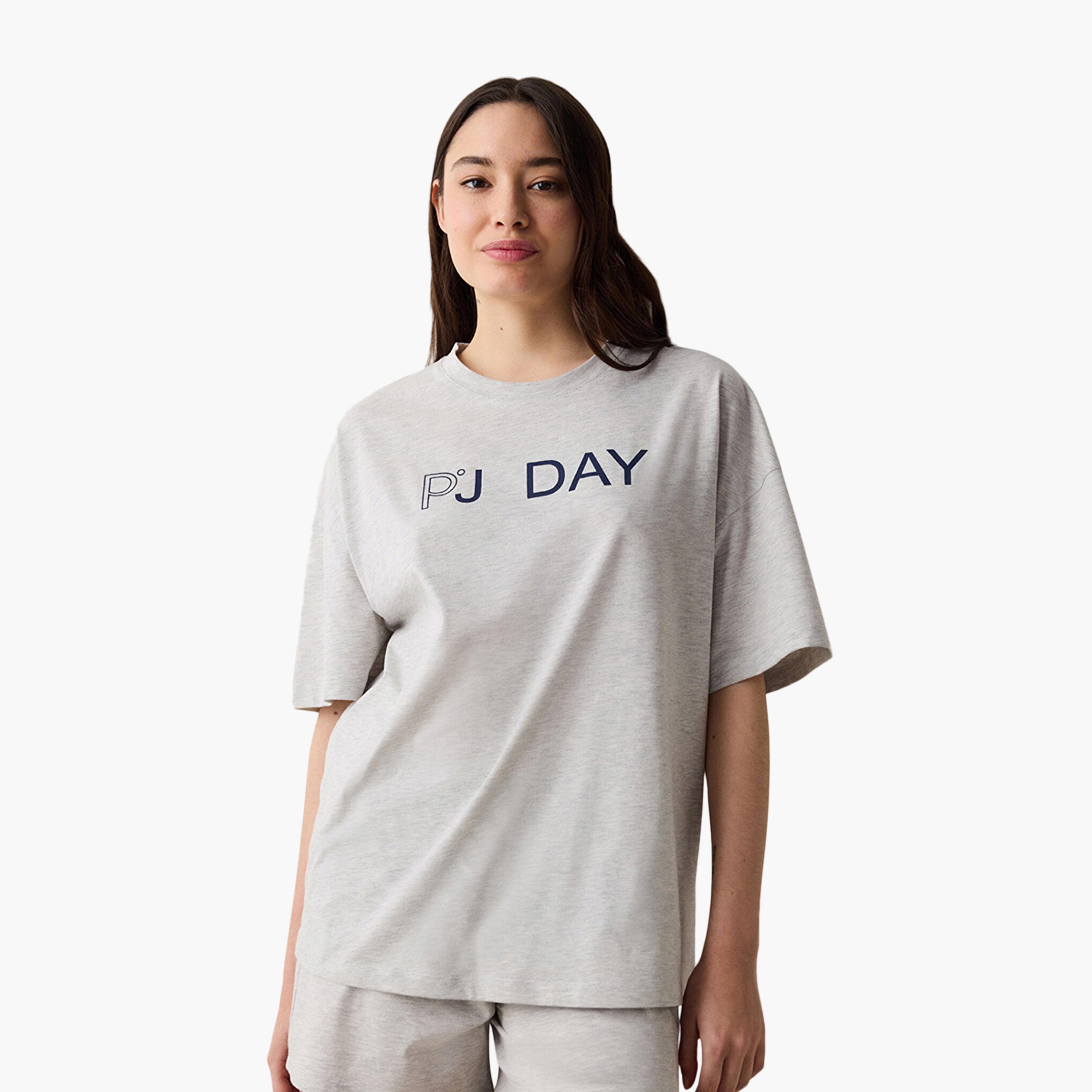 Penti Text-Print Women's T-Shirt and Shorts Set-women-clothing-nightwear-pyjamas-shortsets-image-2