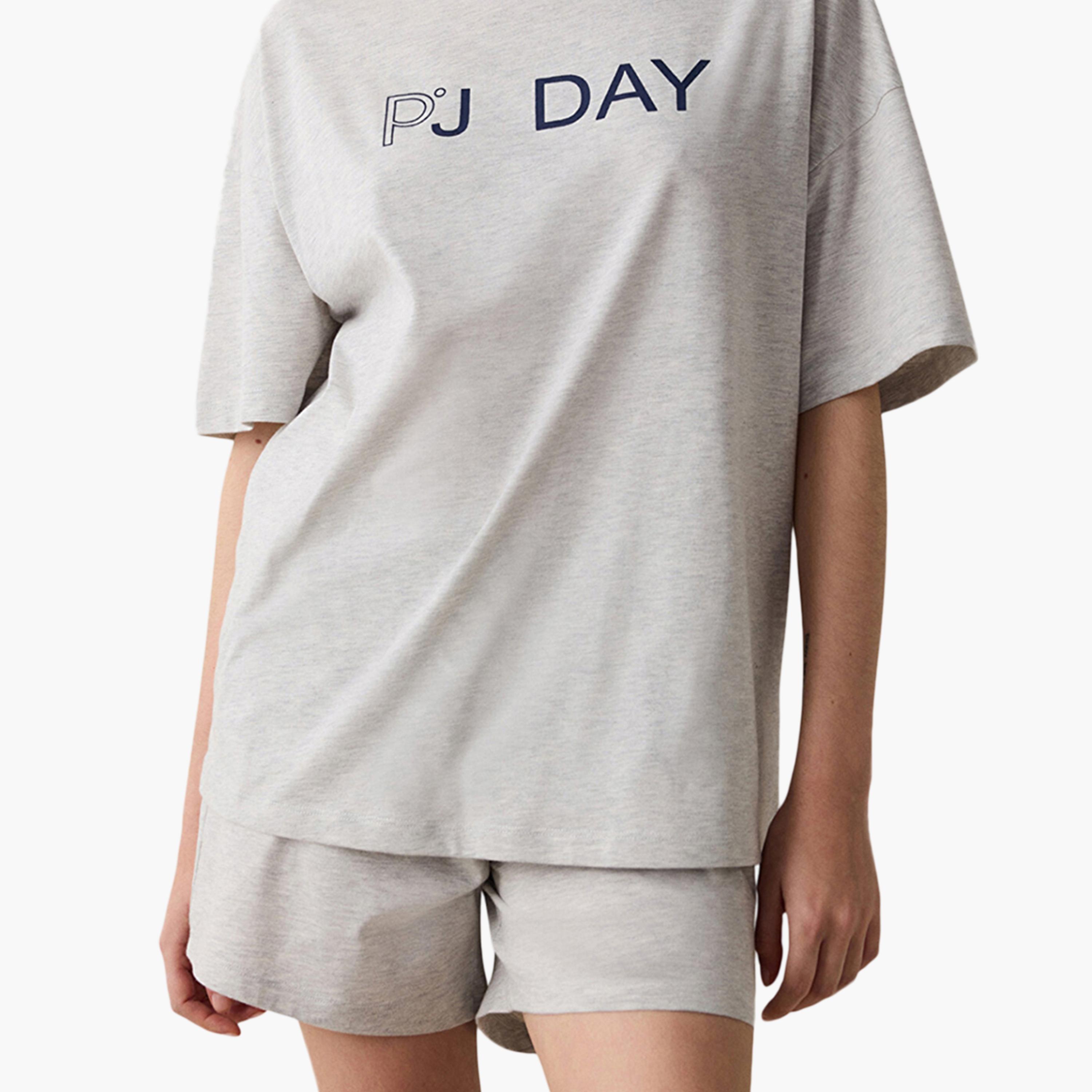 Penti Text-Print Women's T-Shirt and Shorts Set-women-clothing-nightwear-pyjamas-shortsets-image-3