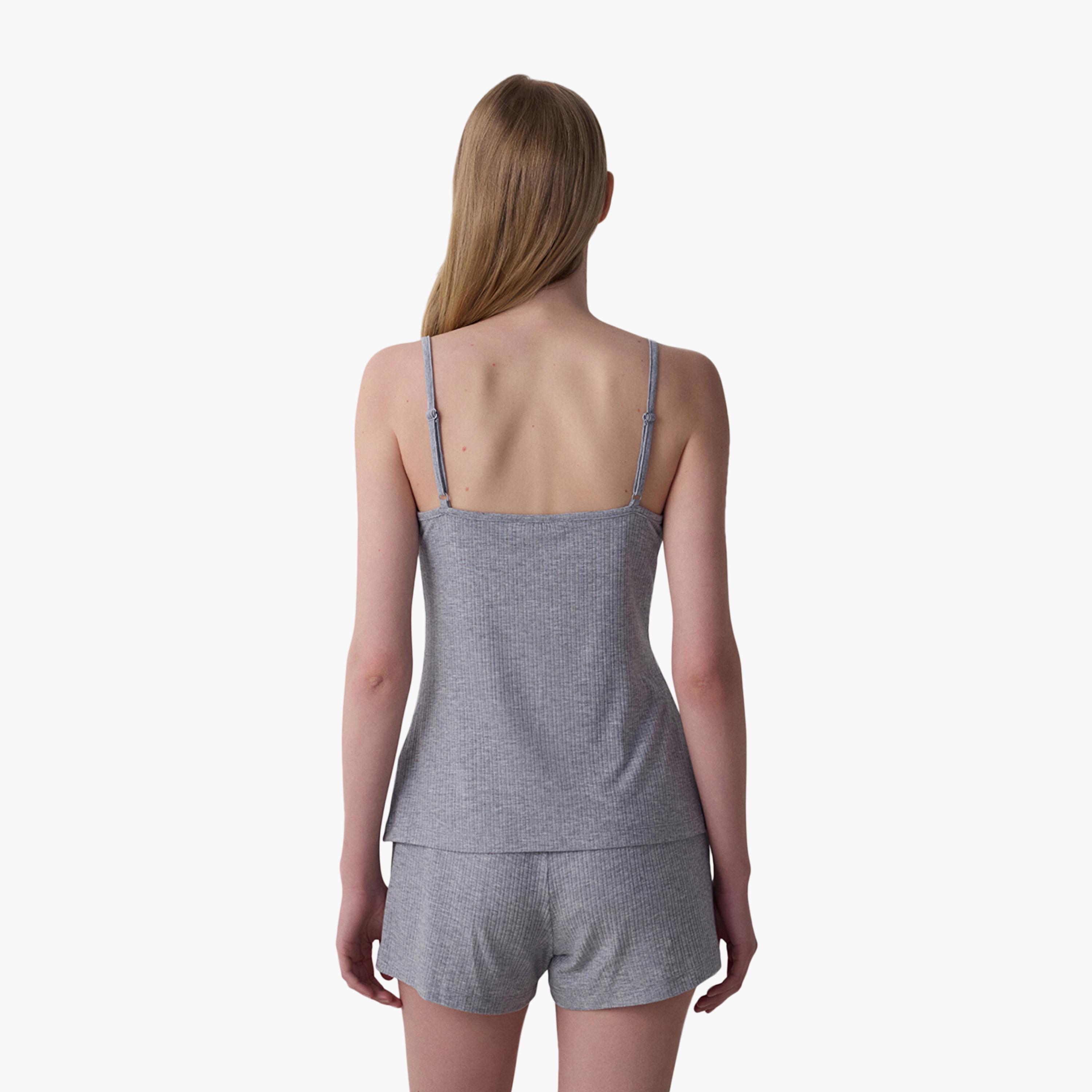 طقم نسائي من بلوزة وشورت مضلع من بينتي-women-clothing-nightwear-pyjamas-shortsets-image-3