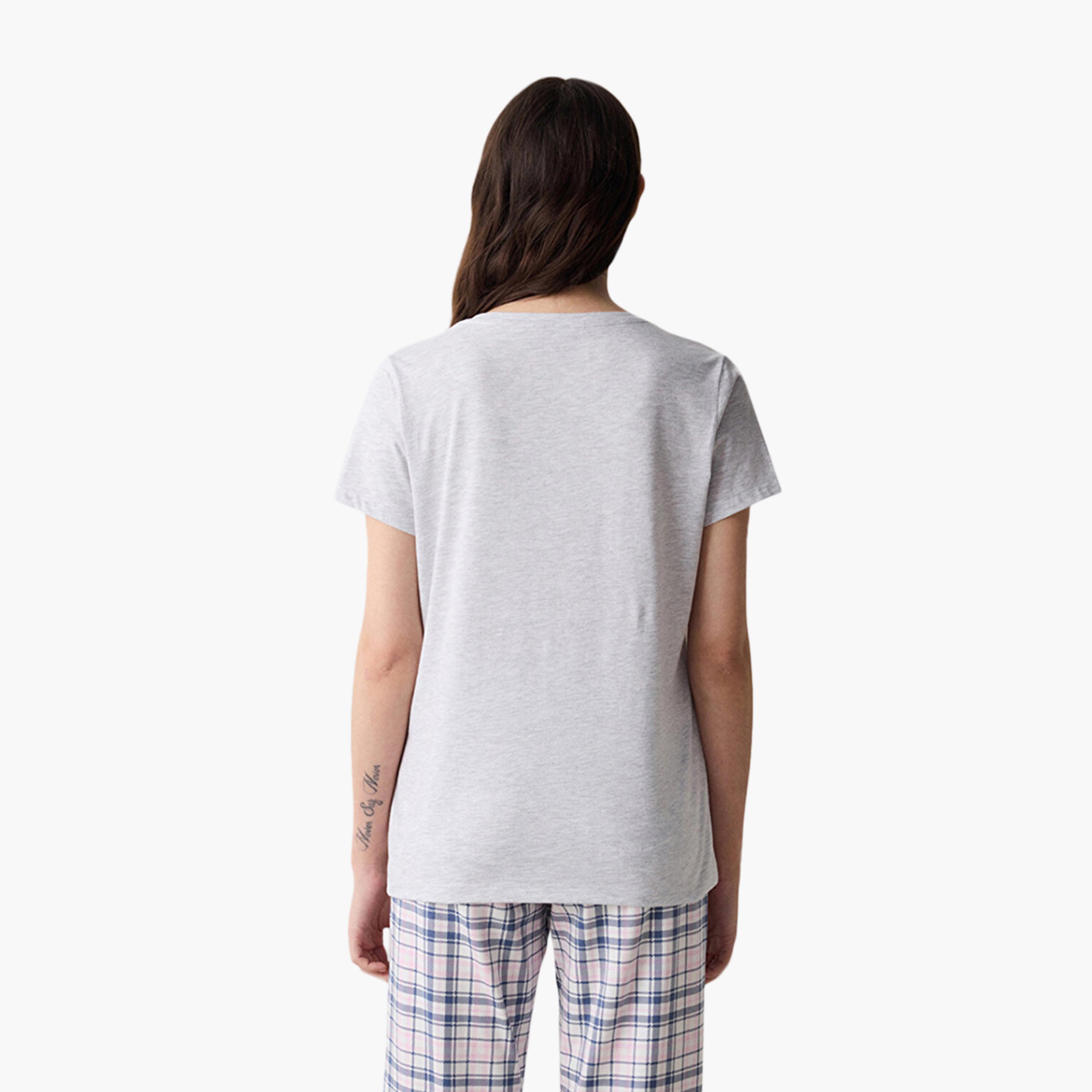 Penti Checked Women's T-Shirt and Pyjama Set-women-clothing-nightwear-pyjamas-longsets-image-4