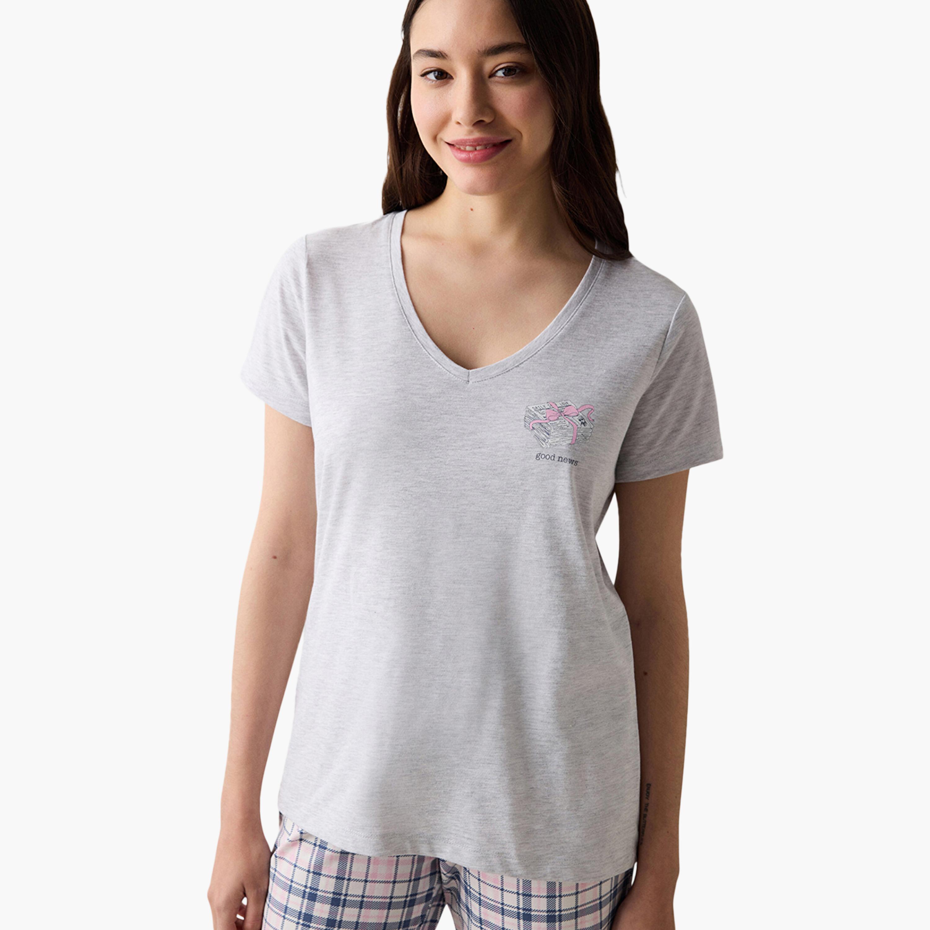 Penti Checked Women's T-Shirt and Pyjama Set-women-clothing-nightwear-pyjamas-longsets-image-5