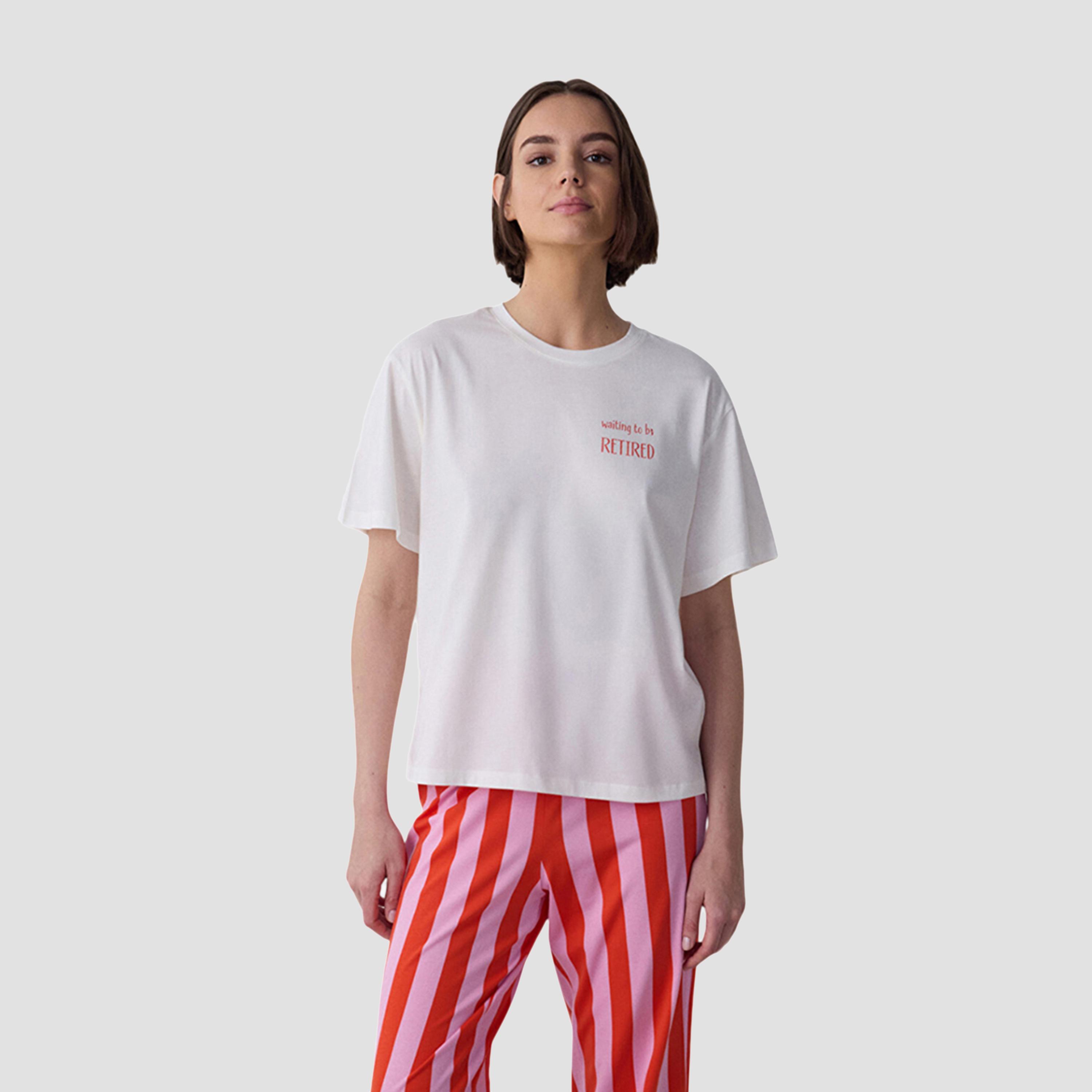 Penti Striped Women's T-Shirt and Pyjama Set-women-clothing-nightwear-pyjamas-longsets-image-2