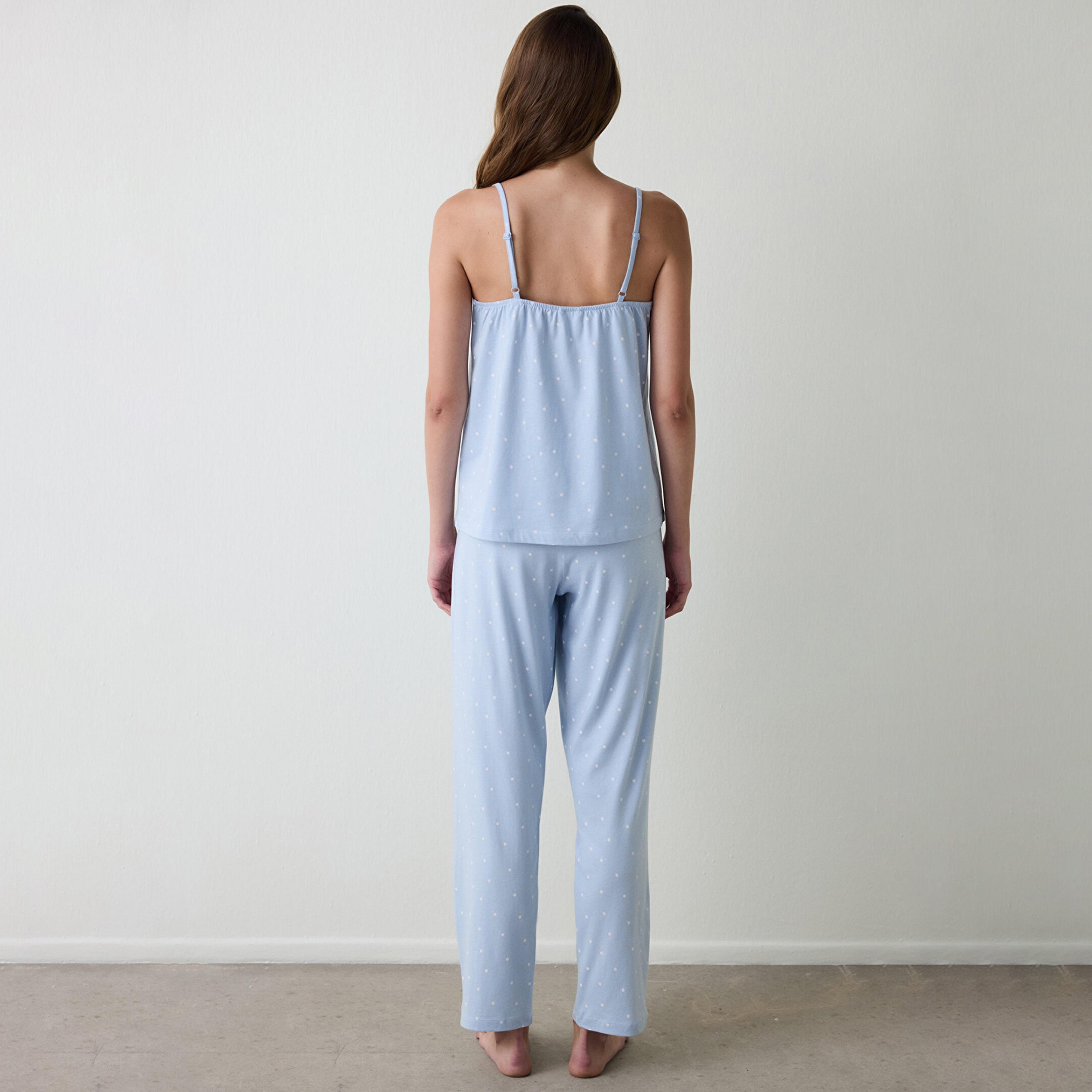 طقم بيجاما نسائي قطني منقط بحواف دانتيل مكون من قميص "كامي" وبنطلون من بنتي-women-clothing-nightwear-pyjamas-longsets-image-2