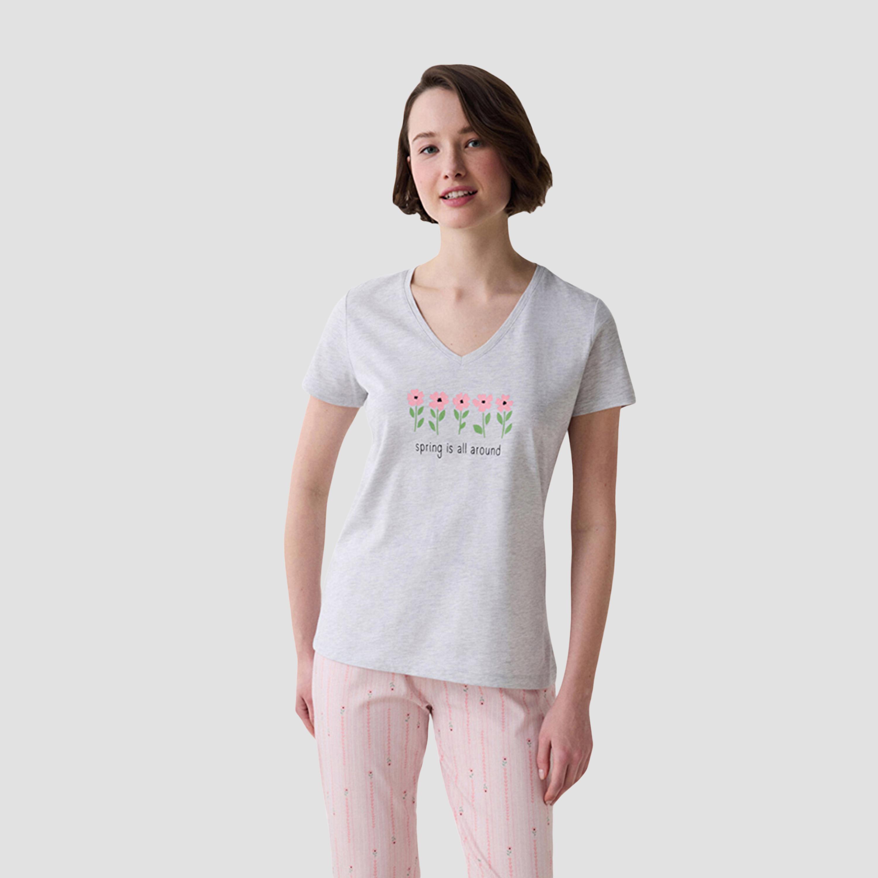 Penti Floral Print Women's T-Shirt and Capri Set-women-clothing-nightwear-pyjamas-longsets-image-2