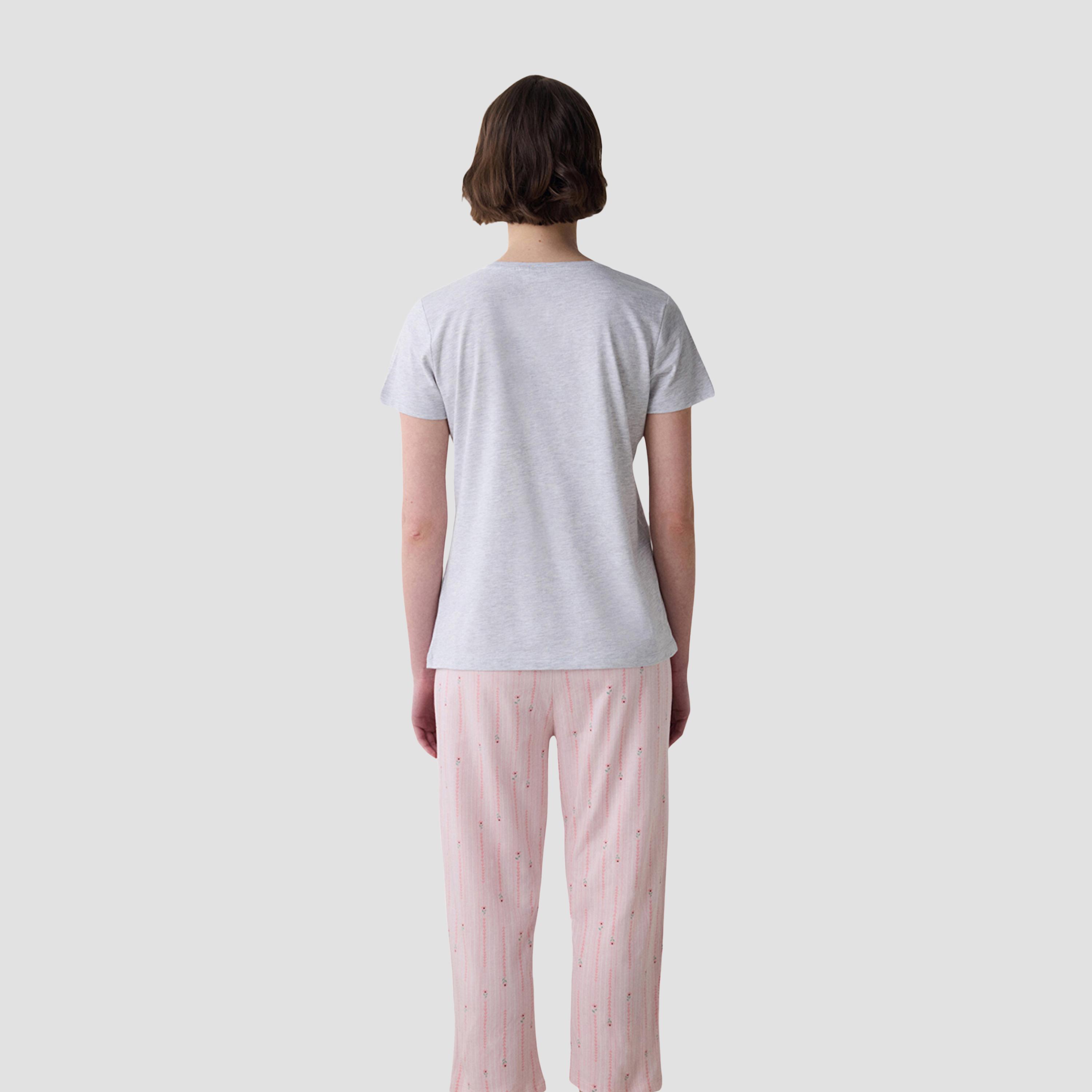 Penti Floral Print Women's T-Shirt and Capri Set-women-clothing-nightwear-pyjamas-longsets-image-4