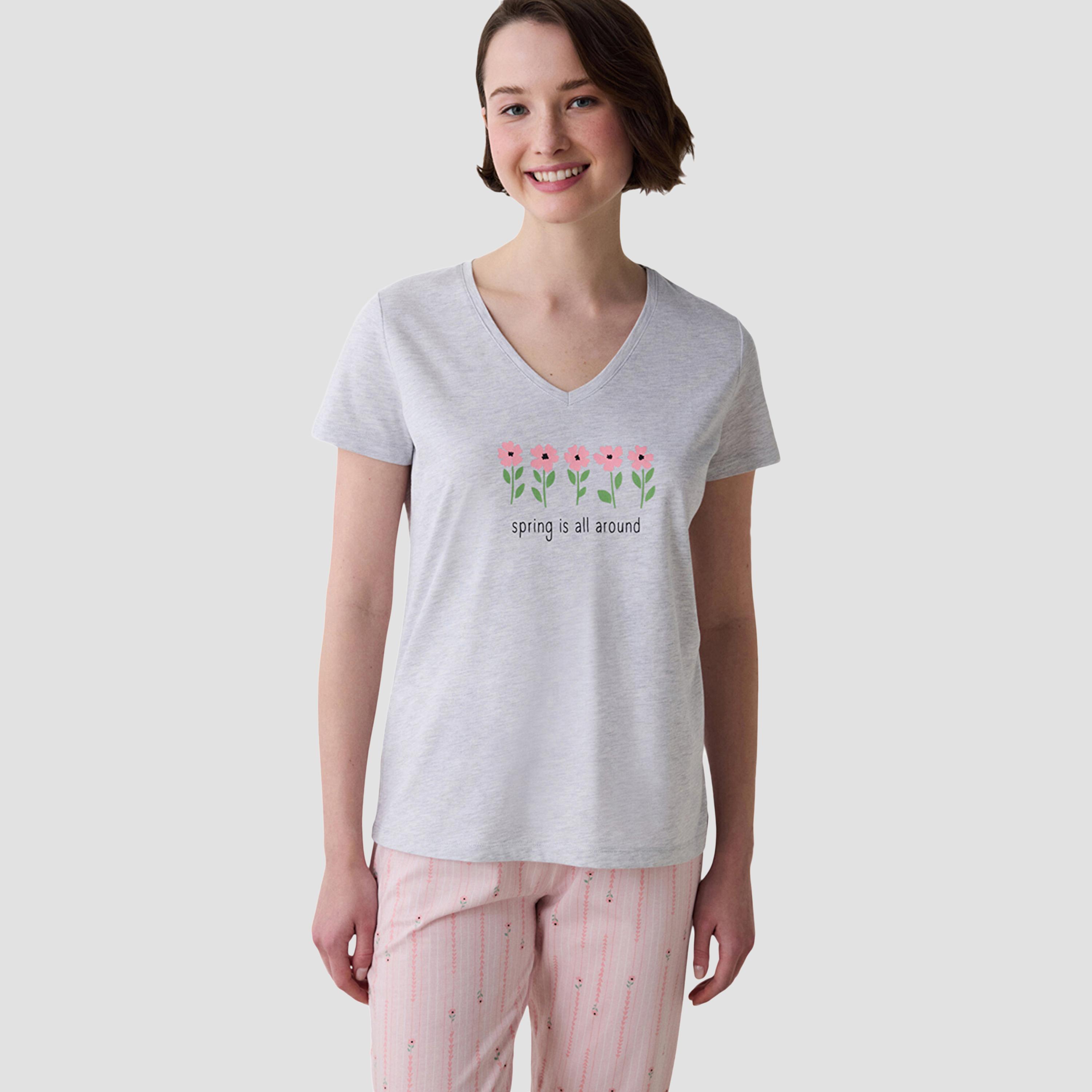 Penti Floral Print Women's T-Shirt and Capri Set-women-clothing-nightwear-pyjamas-longsets-image-5