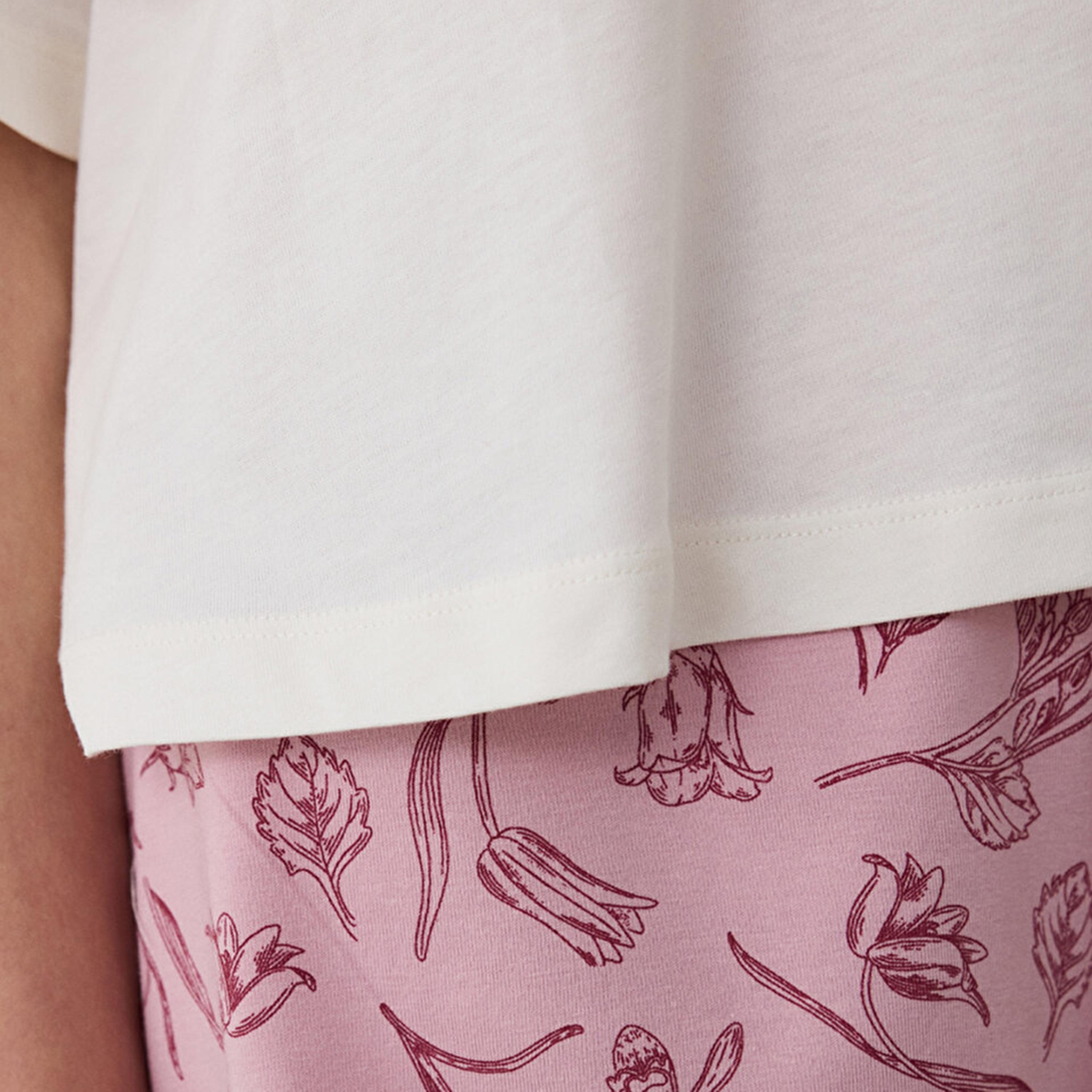 Penti Floral Print Cotton Steppe Tulip Women's T-Shirt & Shorts Set-women-clothing-nightwear-pyjamas-shortsets-image-5