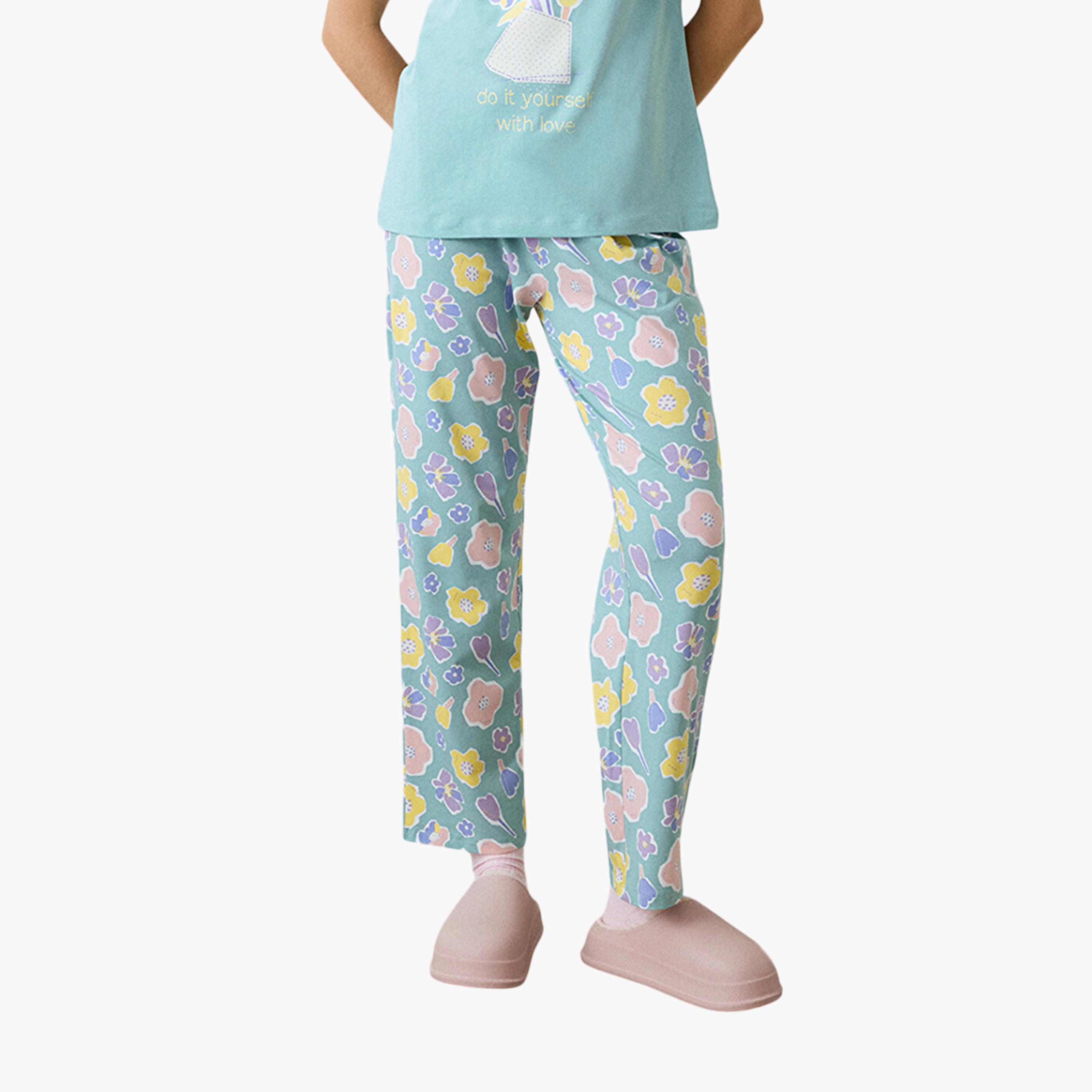 Penti Floral Print Women's T-Shirt and Pyjama Set-women-clothing-nightwear-pyjamas-longsets-image-3