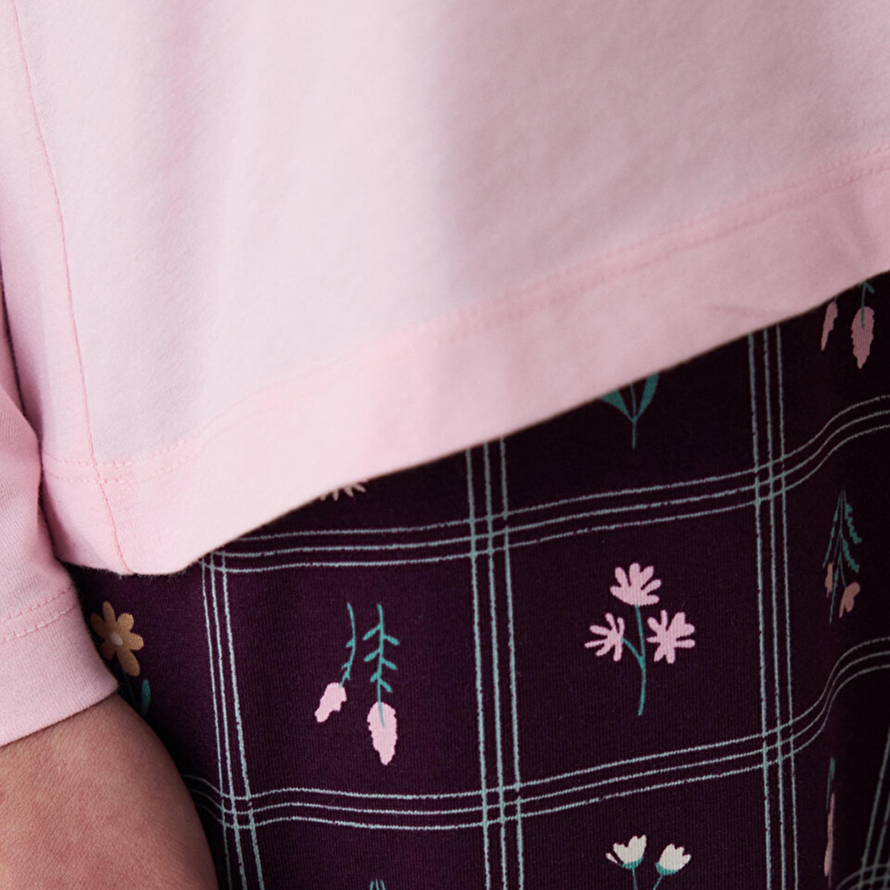 طقم بيجاما نسائي قطني بطبعة جرافيك مكون من تيشيرت وبنطلون من بنتي-women-clothing-nightwear-pyjamas-longsets-image-5