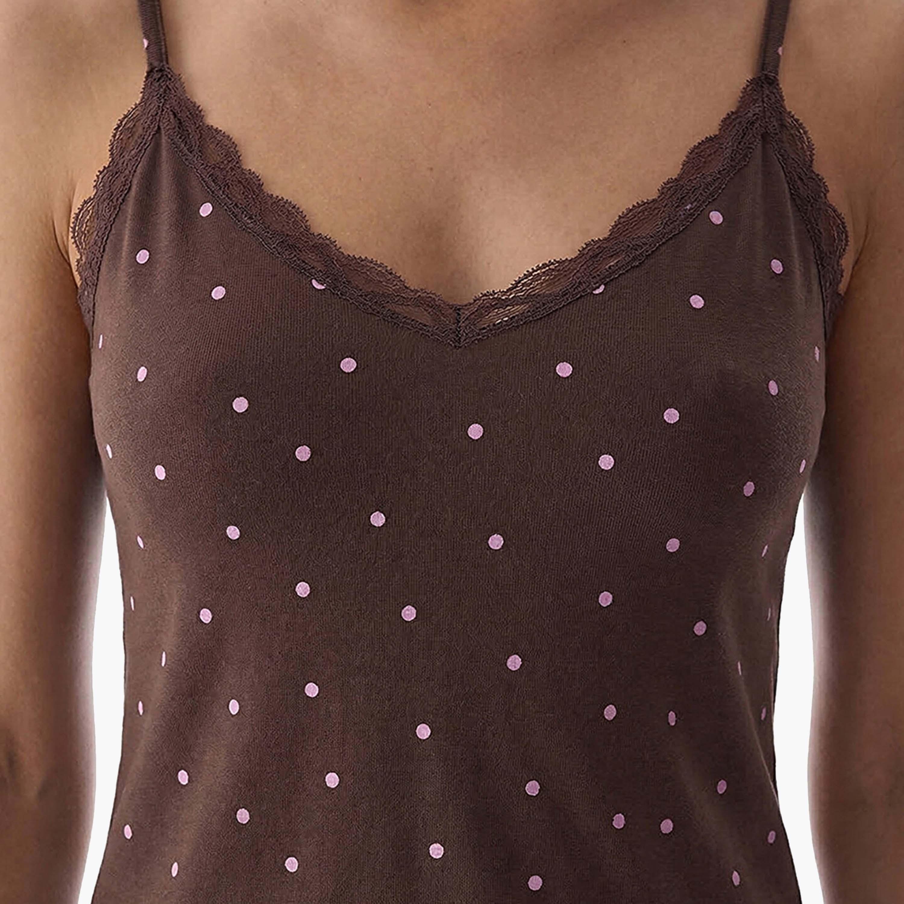 طقم بيجامة بلوزة بدون أكمام (تانك) وشورت بنقشة منقطة (بولكا دوت) للنساء من بينتي-women-clothing-nightwear-pyjamas-shortsets-image-2